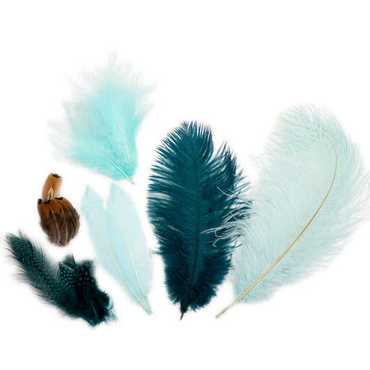 Ostrich and Goose Feather Kit - Teal