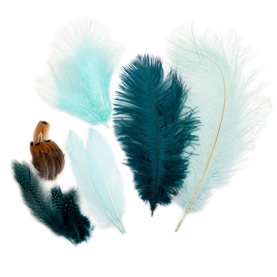 Ostrich and Goose Feather Kit - Teal