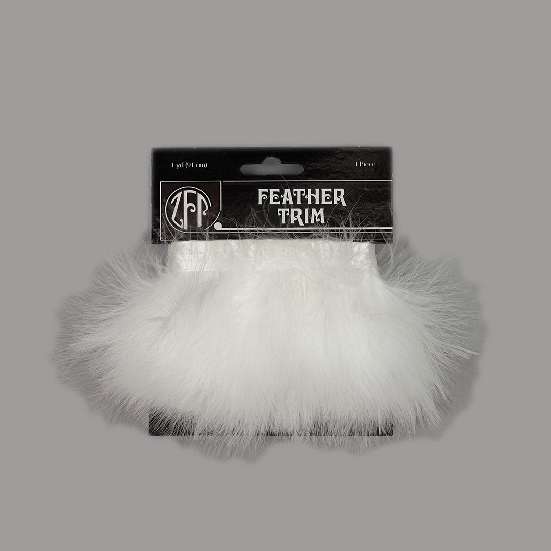 White Marabou Feather Fringe 2-3" - 1 yard Bias Craft Tape
