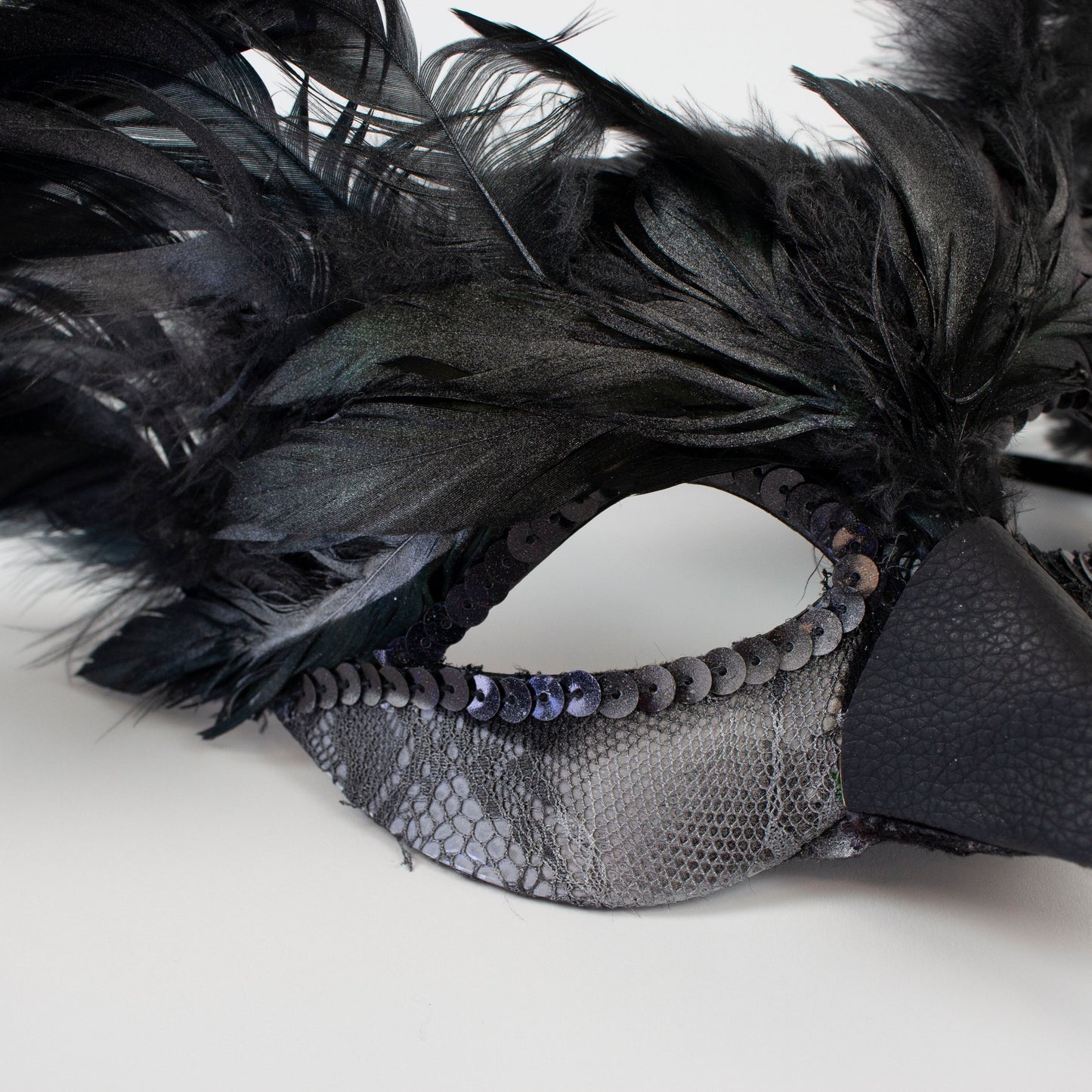 Black & Silver Raven Feather Costume Mask