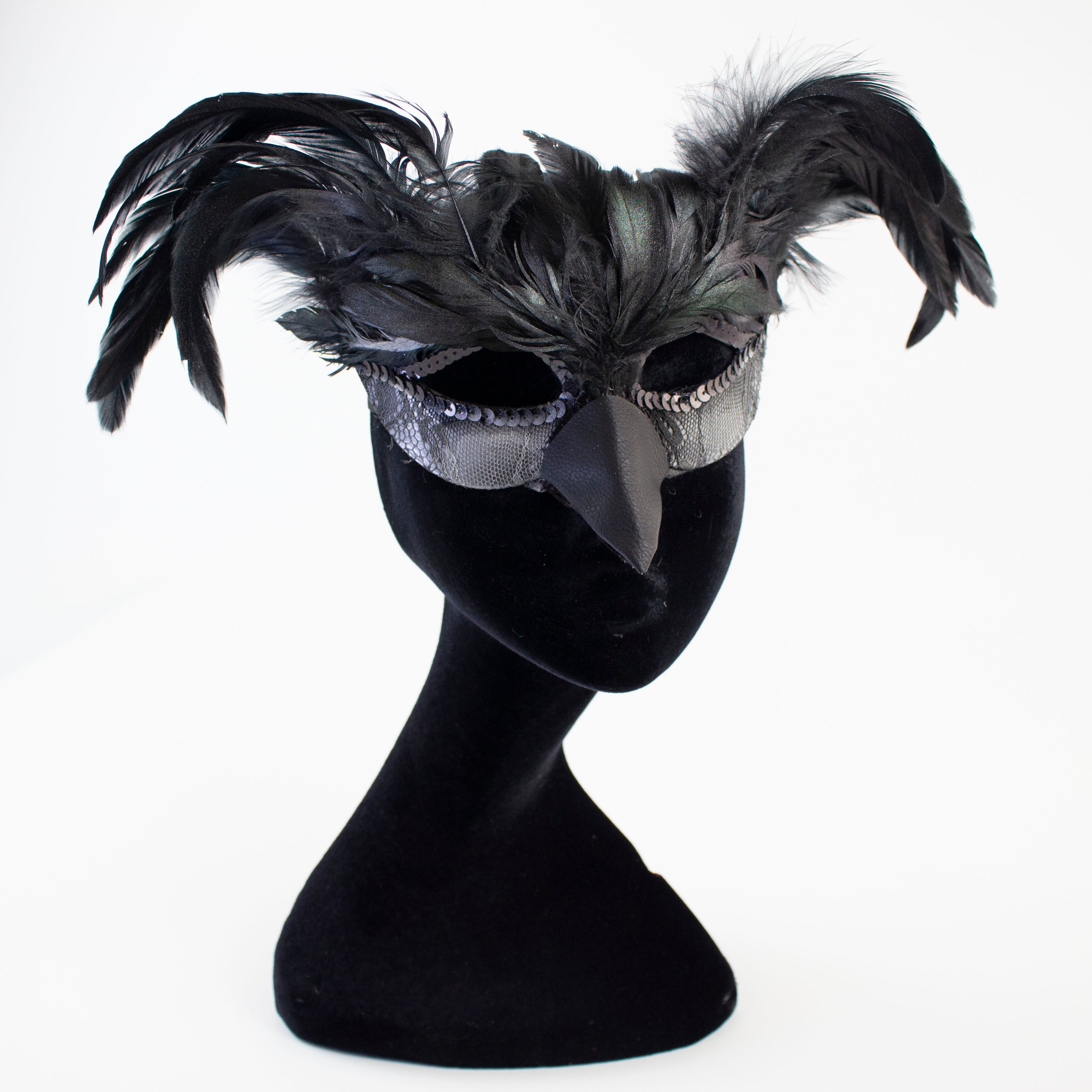 Black Raven Feather Costume Mask - Crow, Blackbird, Raven offers Costume, Halloween C