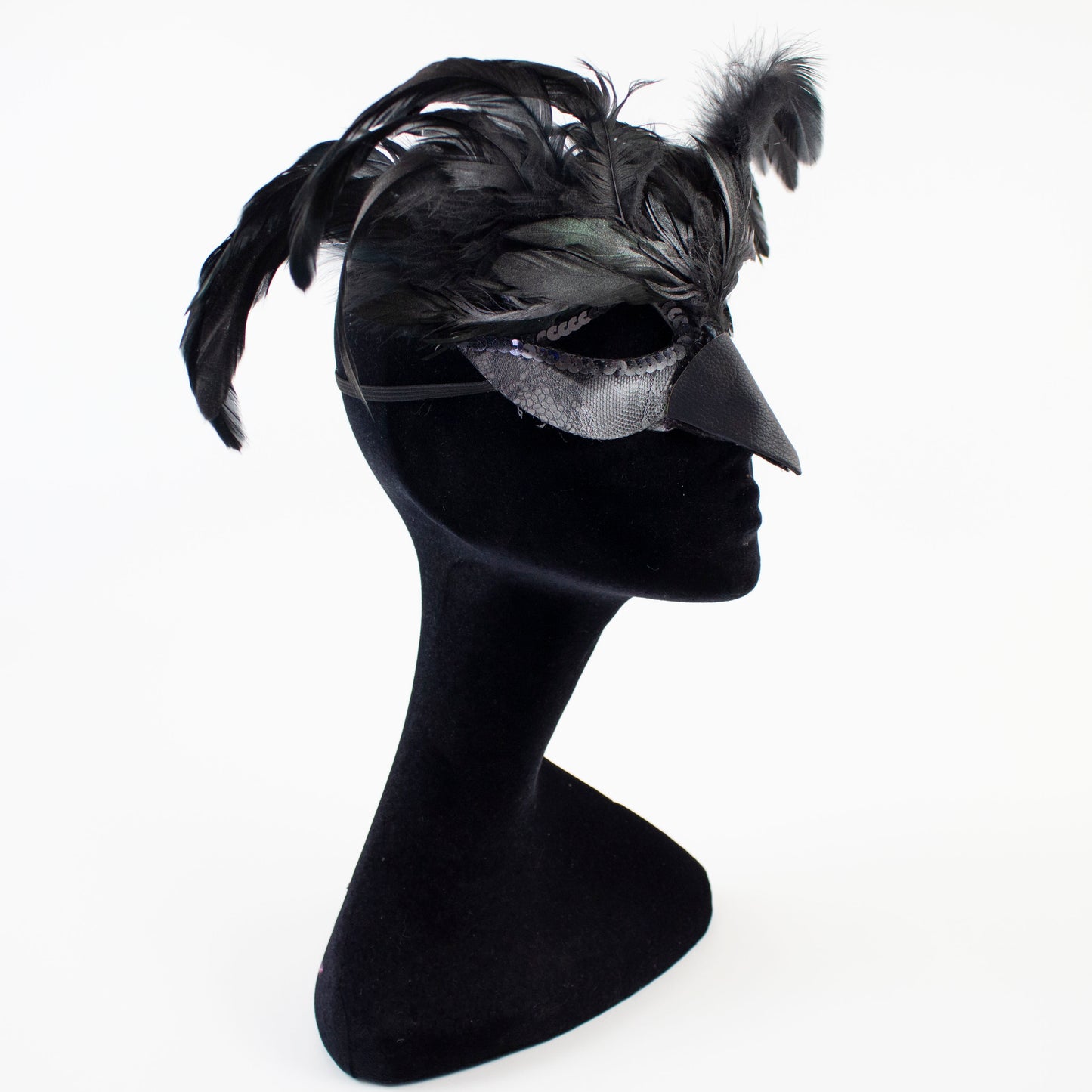 Black & Silver Raven Feather Costume Mask