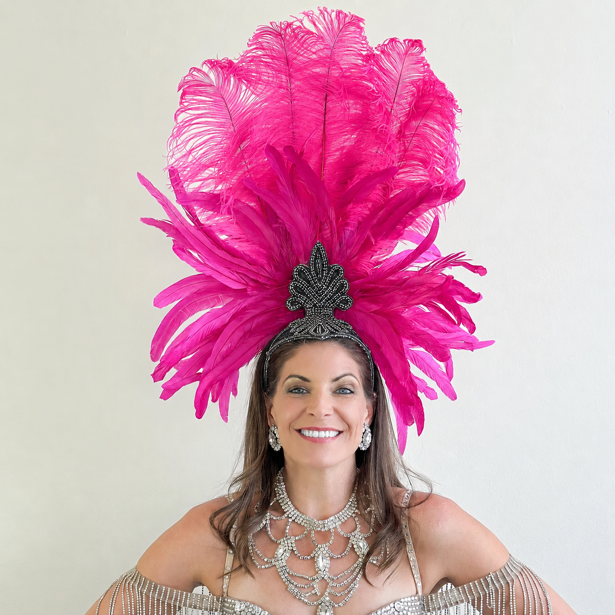 Kitty Shocking Pink Showgirl Feather Headpiece