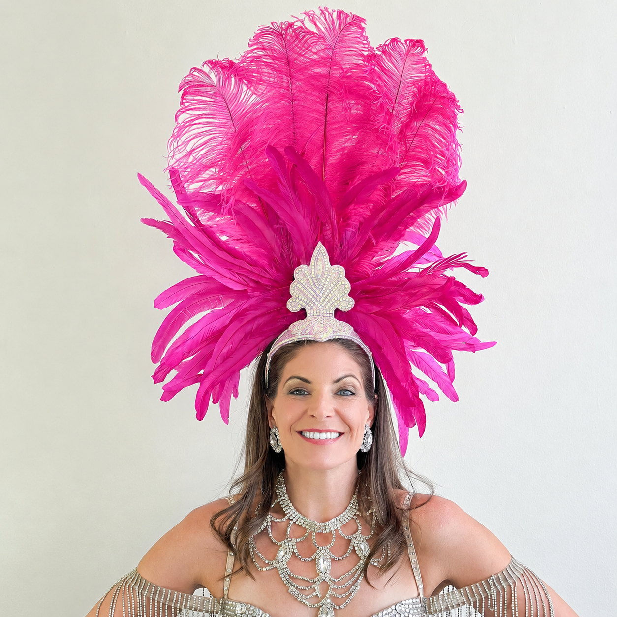 Kitty Shocking Pink Showgirl Feather Headpiece