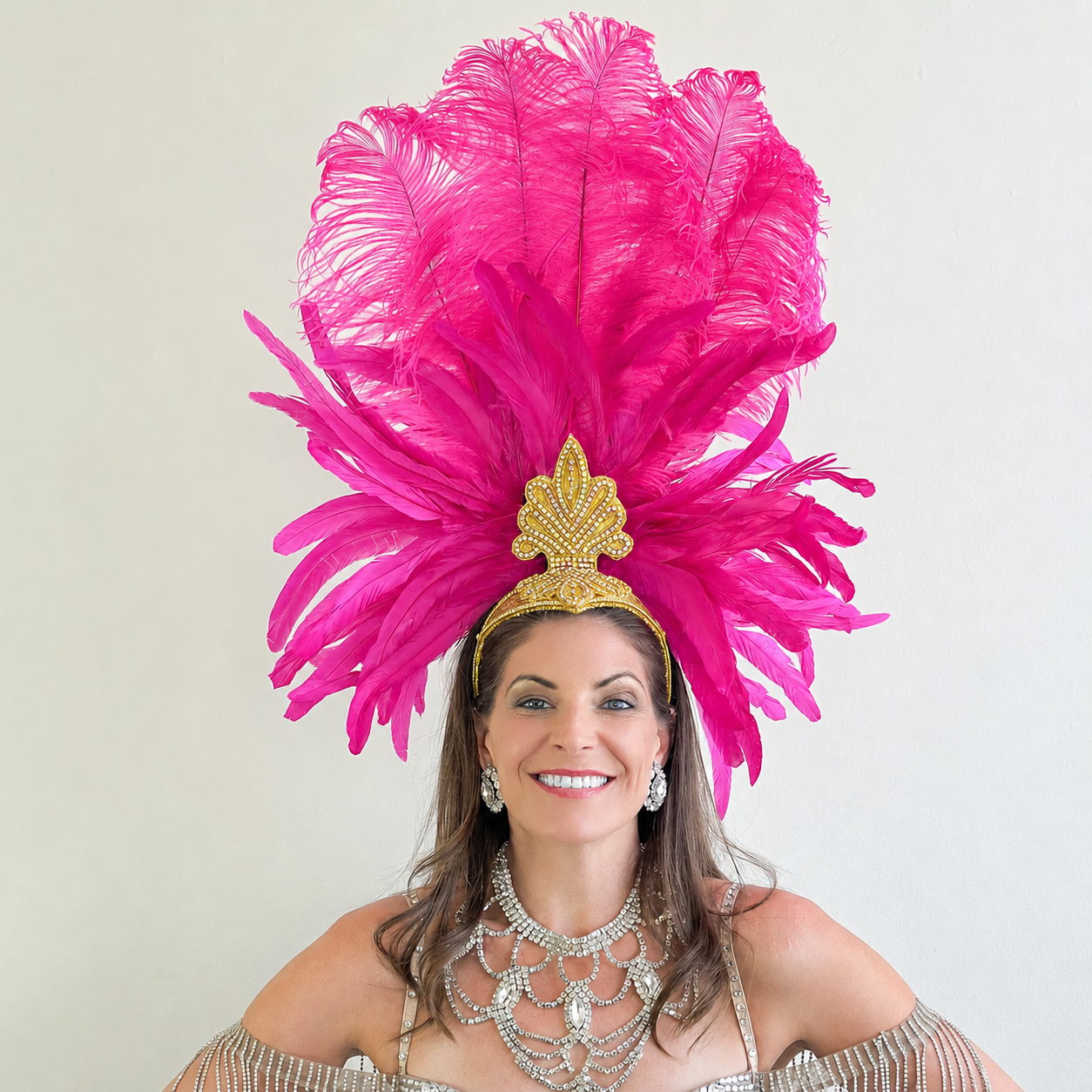 Kitty Shocking Pink Showgirl Feather Headpiece