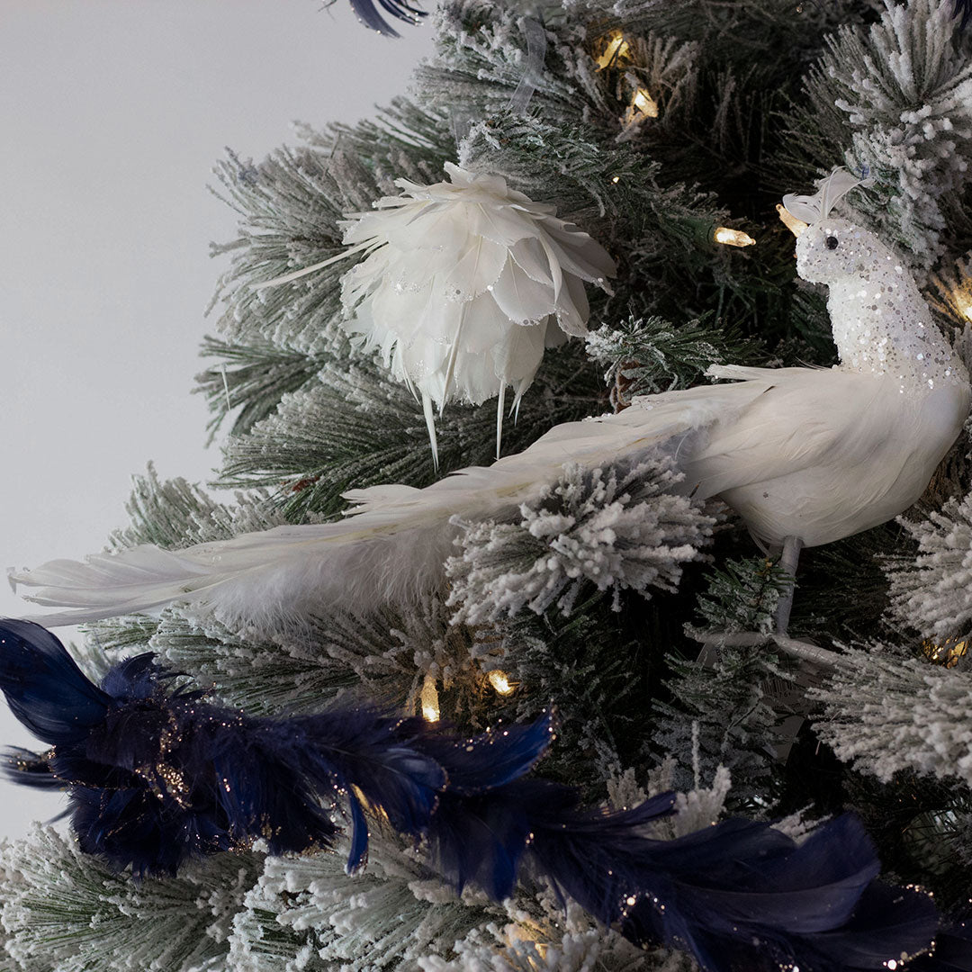 White Peacock Christmas Ornament  White Christmas Tree Decorations –  Zucker Feather Products, Inc.
