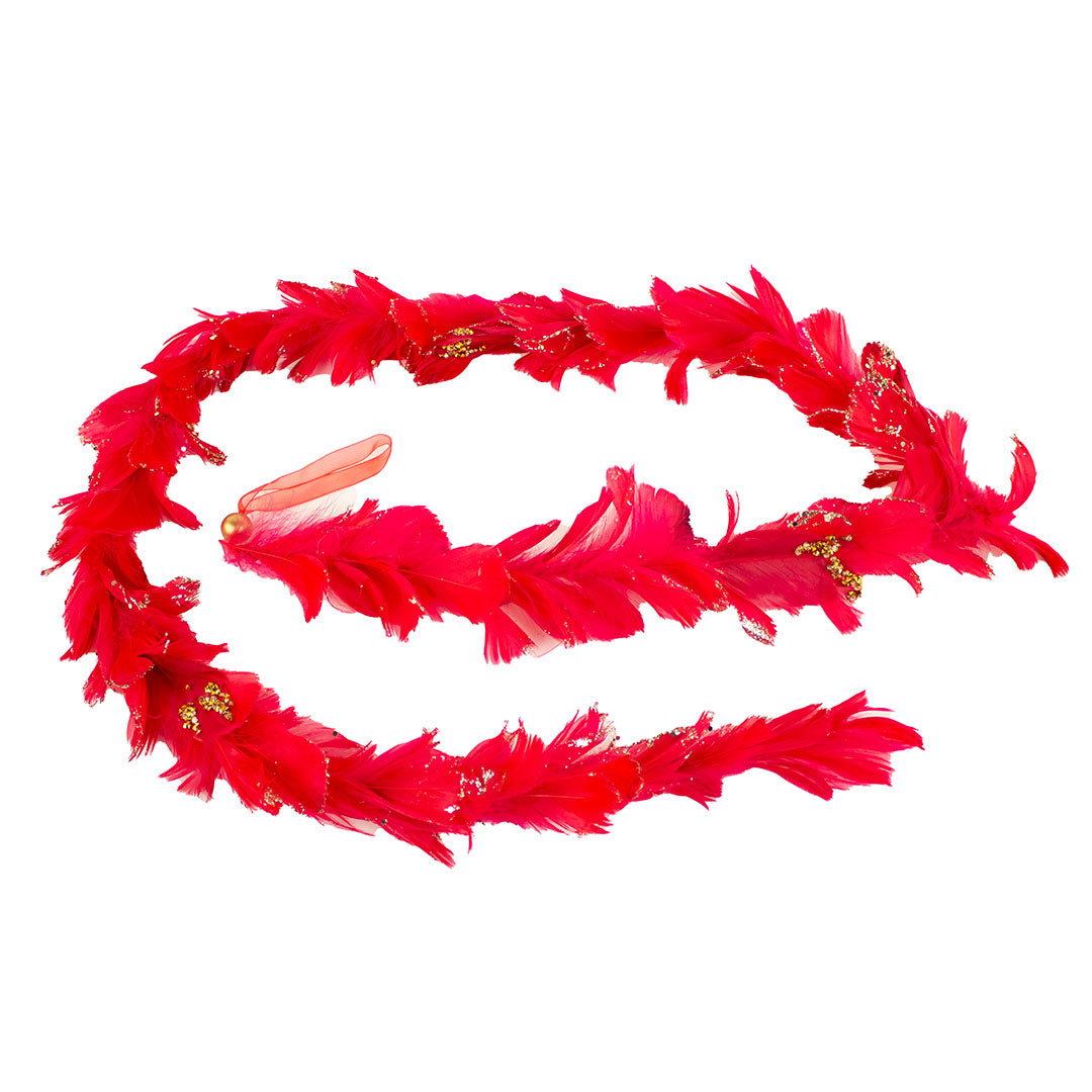 Feathered Red Christmas Garland