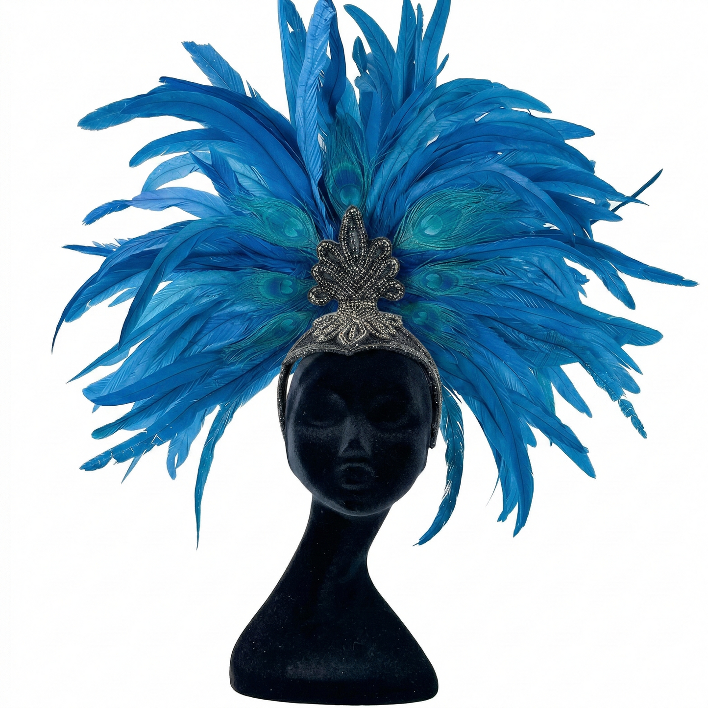 Zizi Dark Turquoise Showgirl Feather Headpiece