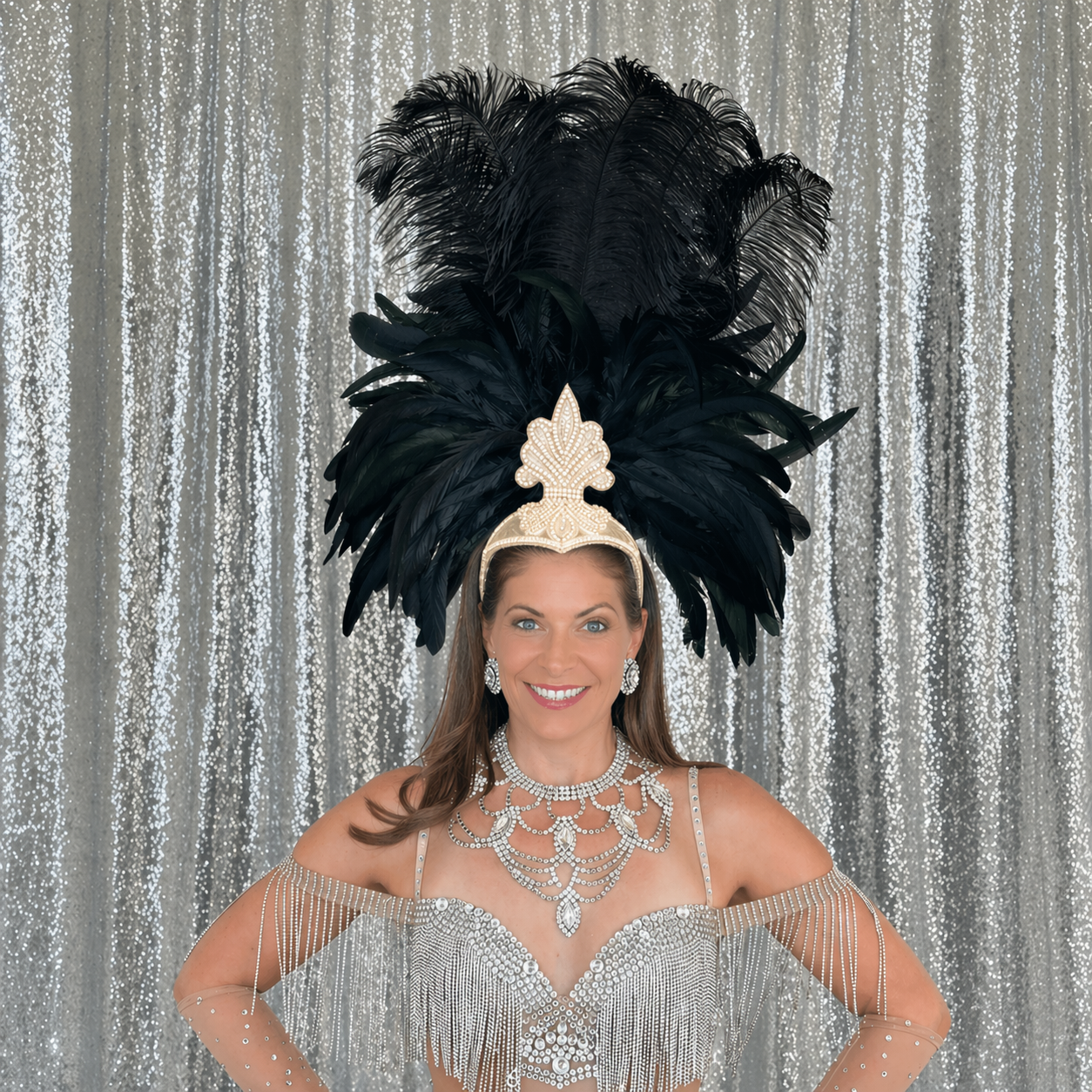 Kitty Showgirl Black Feather Headpiece