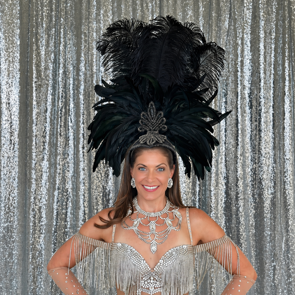 Kitty Showgirl Black Feather Headpiece