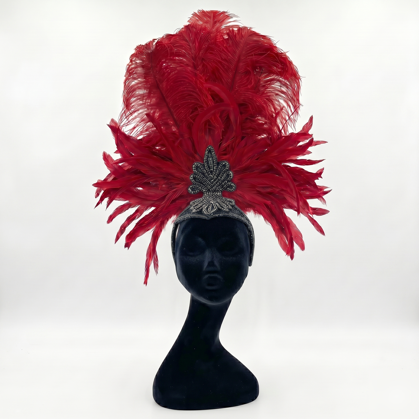 Kitty Red Showgirl Feather Headpiece