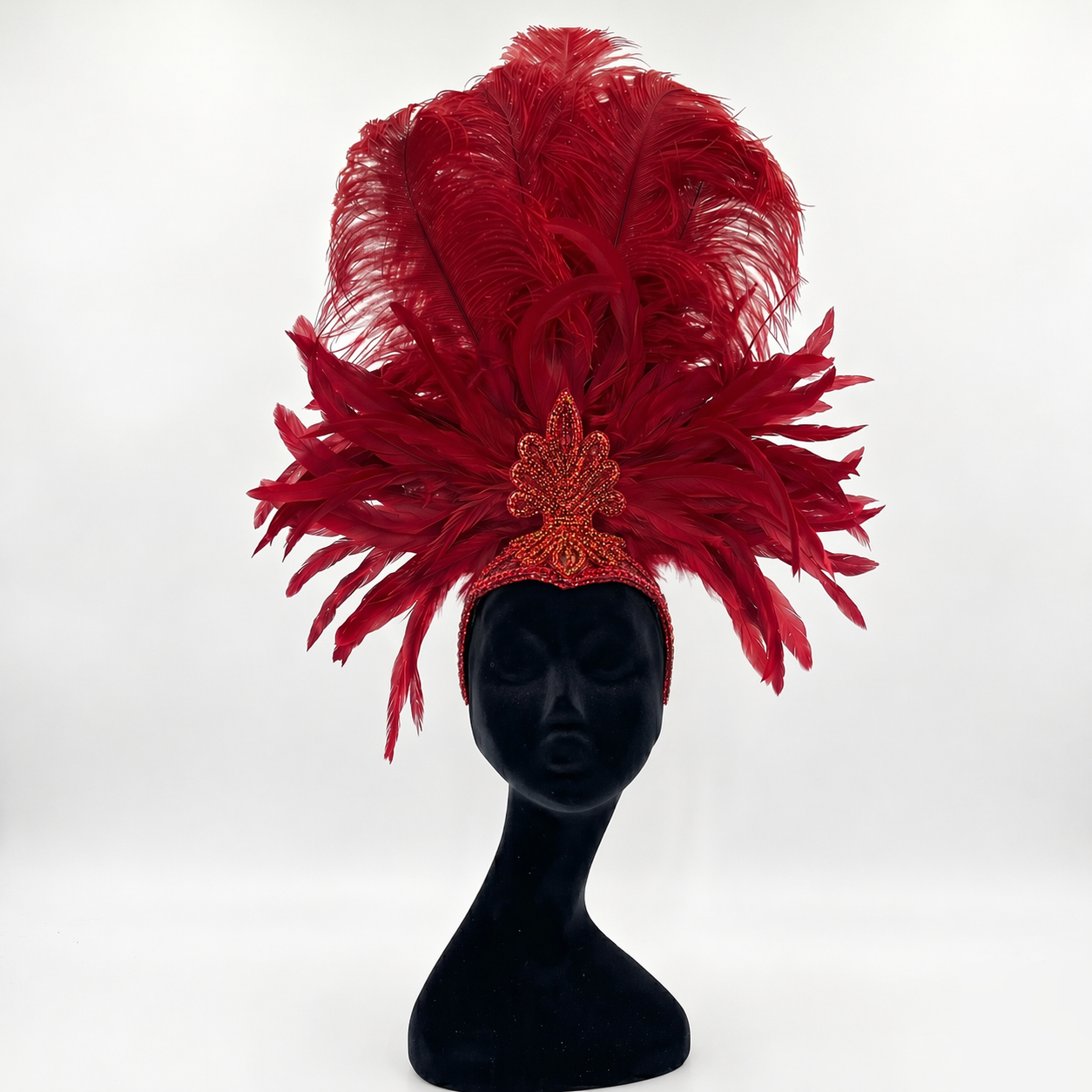 Kitty Red Showgirl Feather Headpiece