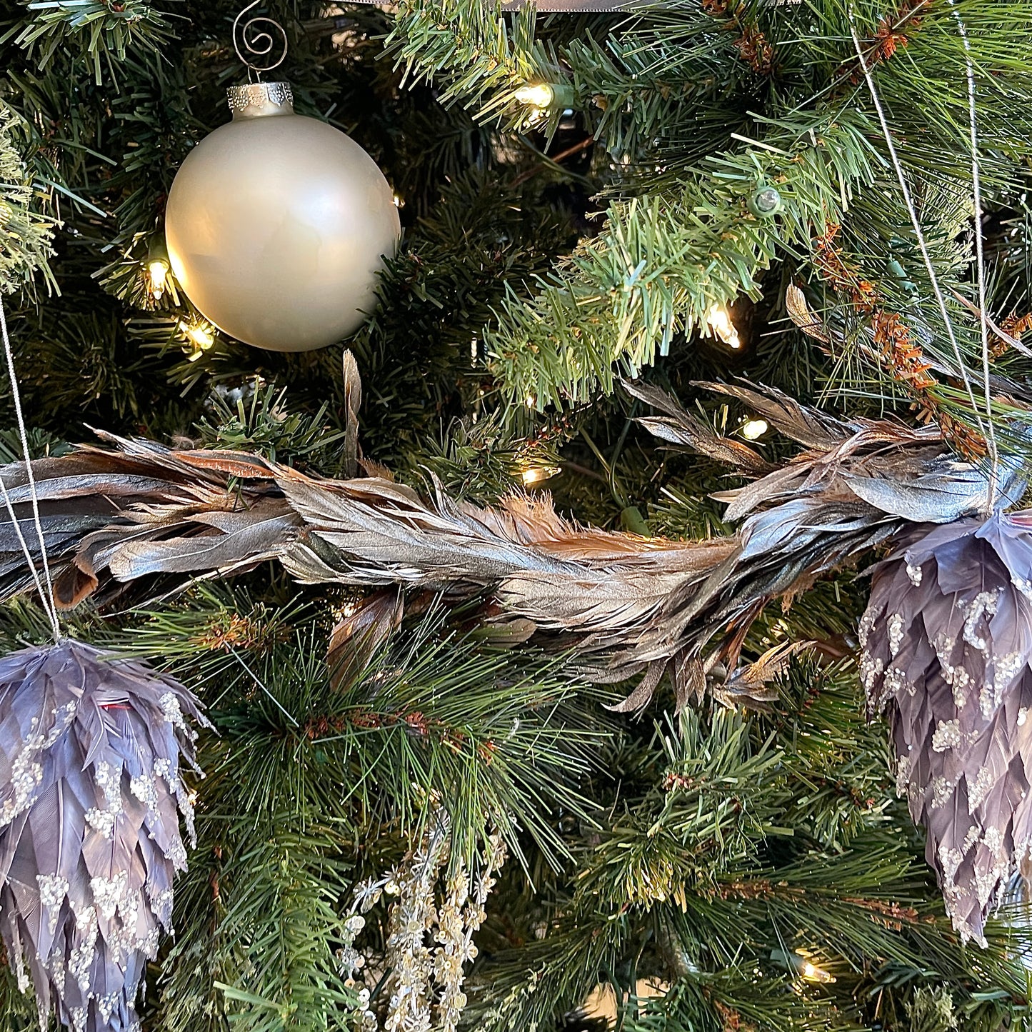 Metallic Feather Garland - 50"- Black/Silver