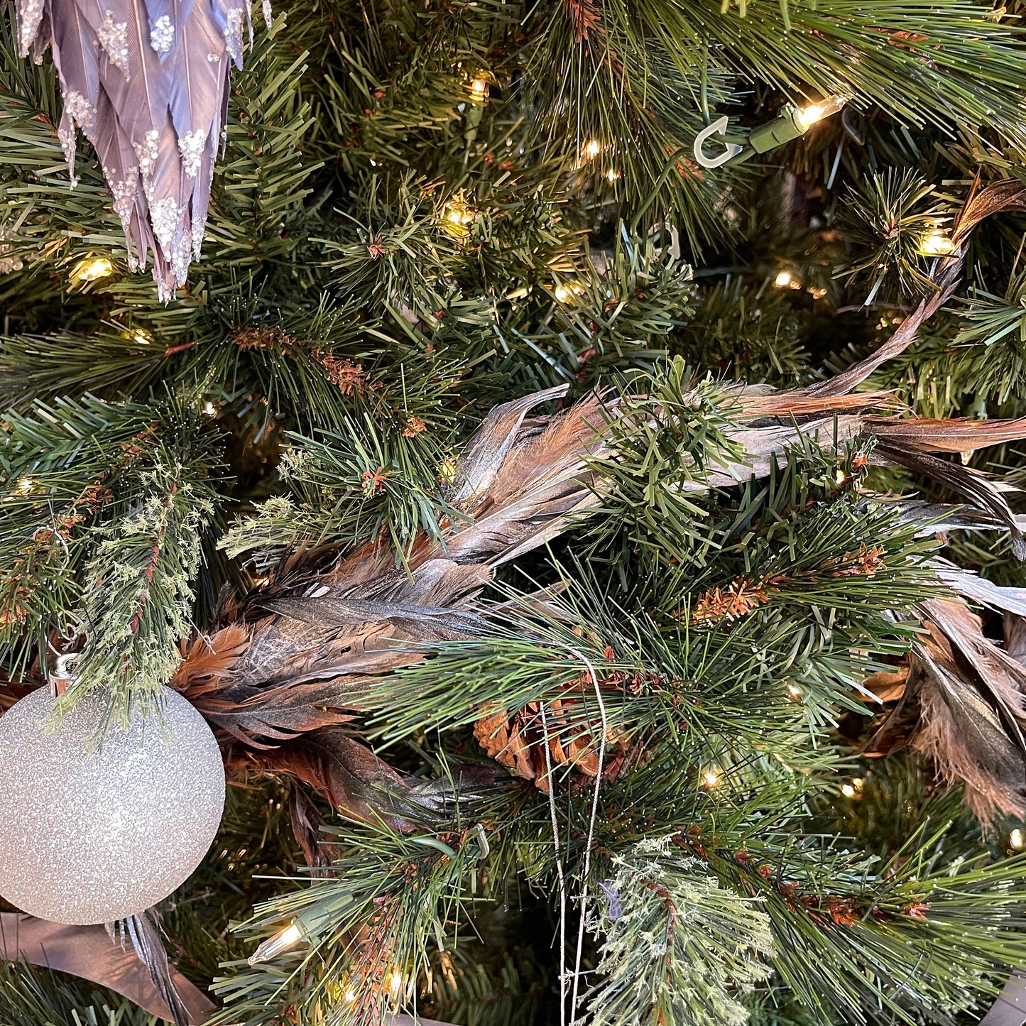 Metallic Feather Garland - 50"- Black/Silver