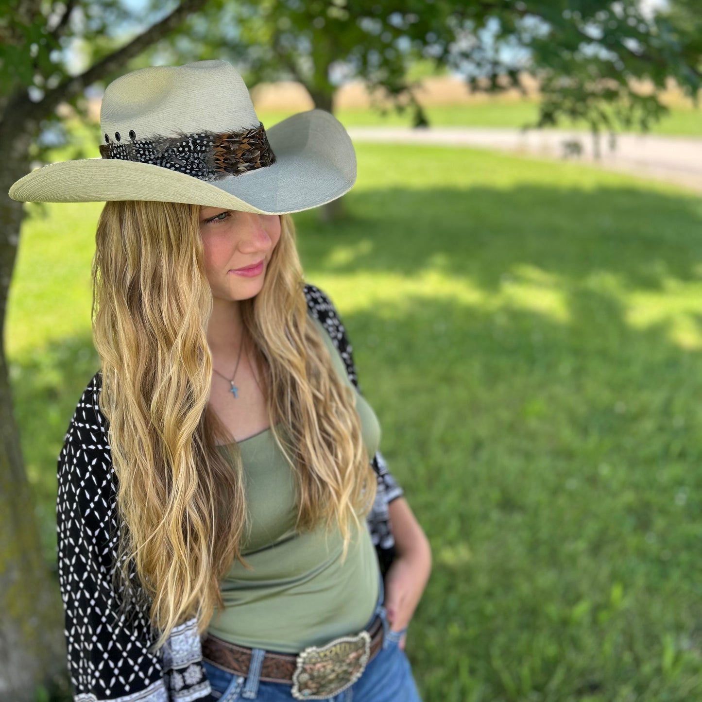 Natural Pheasant and Guinea Feather Hat Band