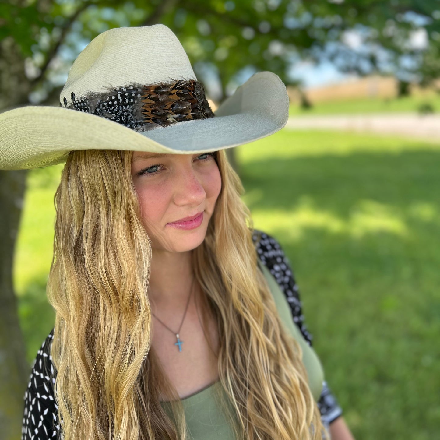 Natural Pheasant and Guinea Feather Hat Band