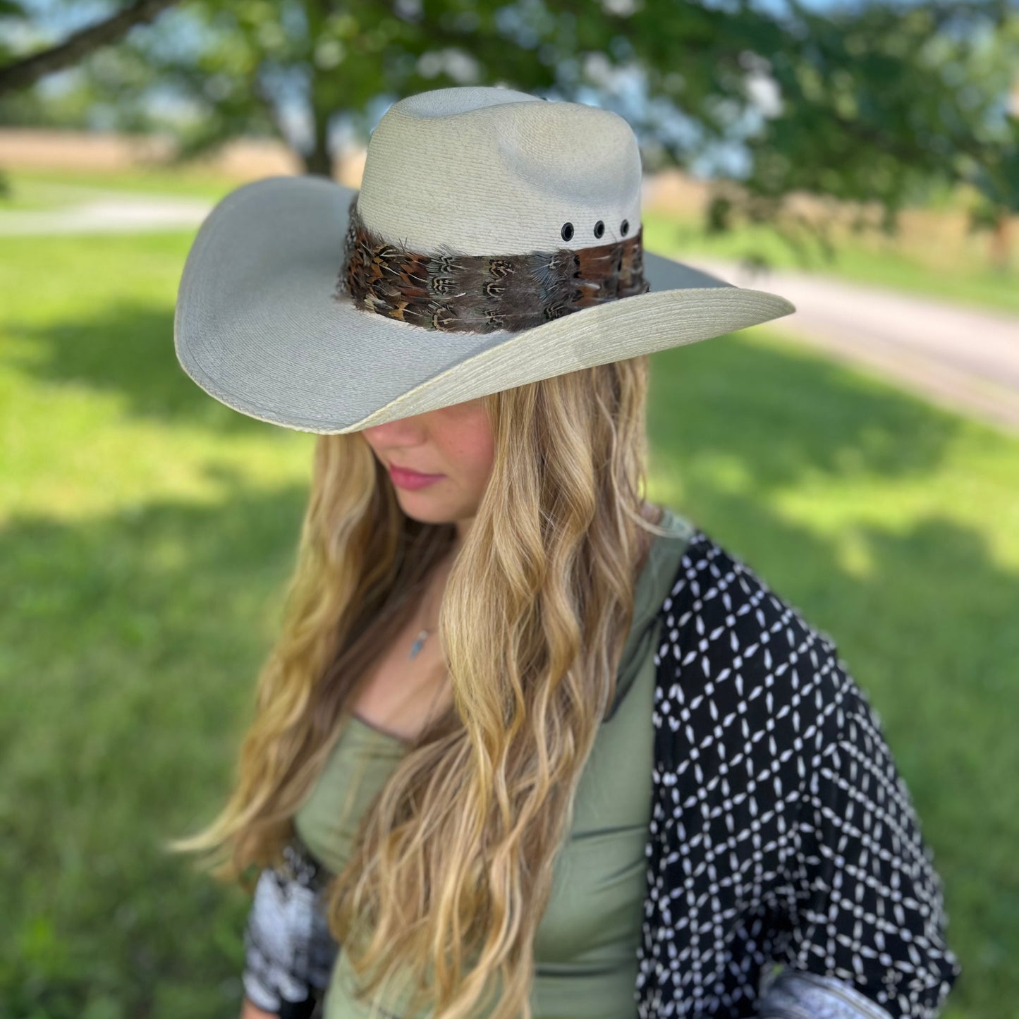 Natural Pheasant and Guinea Feather Hat Band