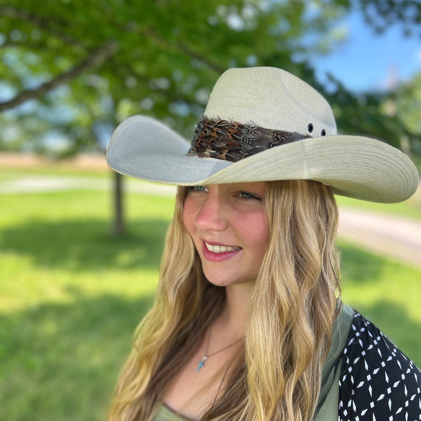 Natural Pheasant and Guinea Feather Hat Band