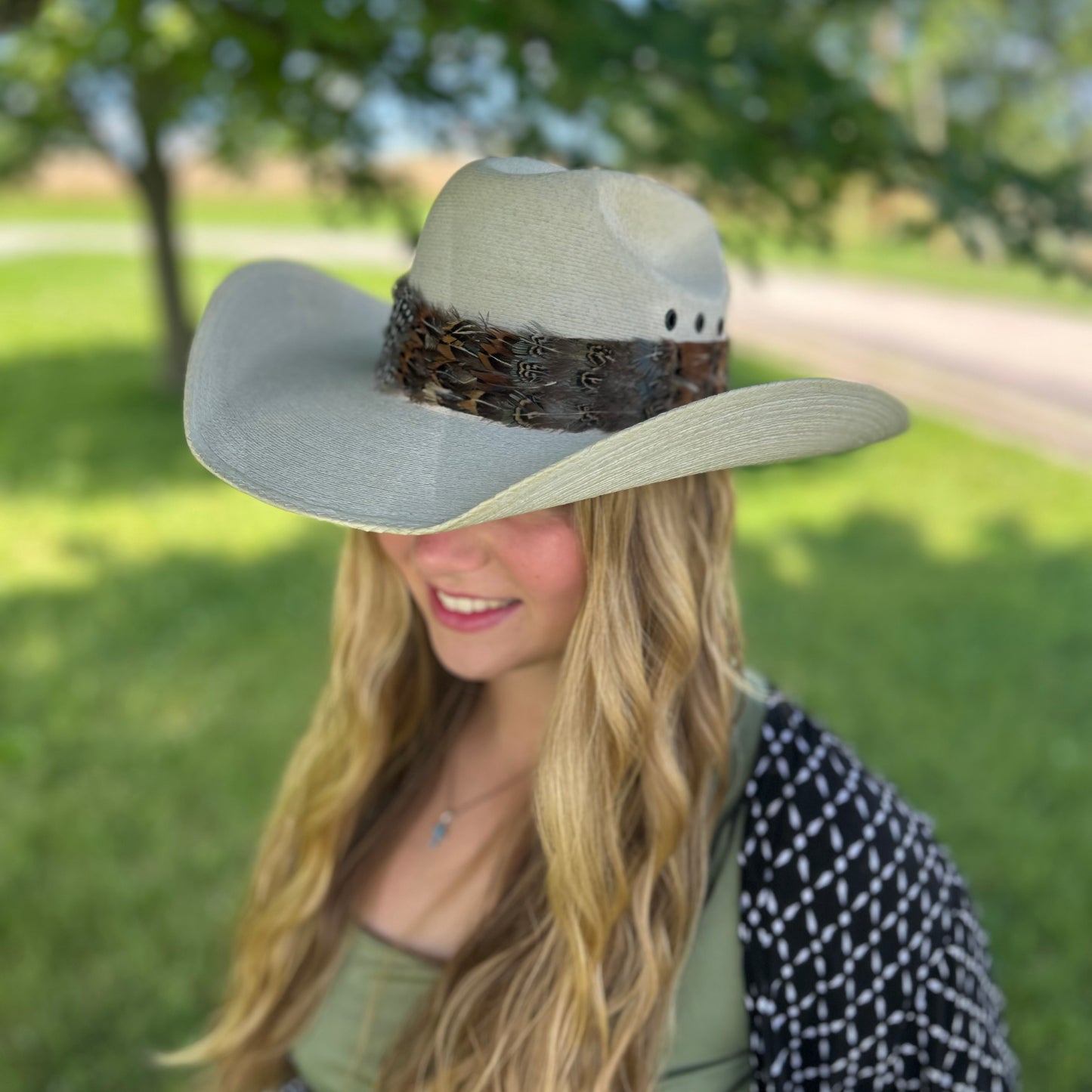 Natural Pheasant and Guinea Feather Hat Band