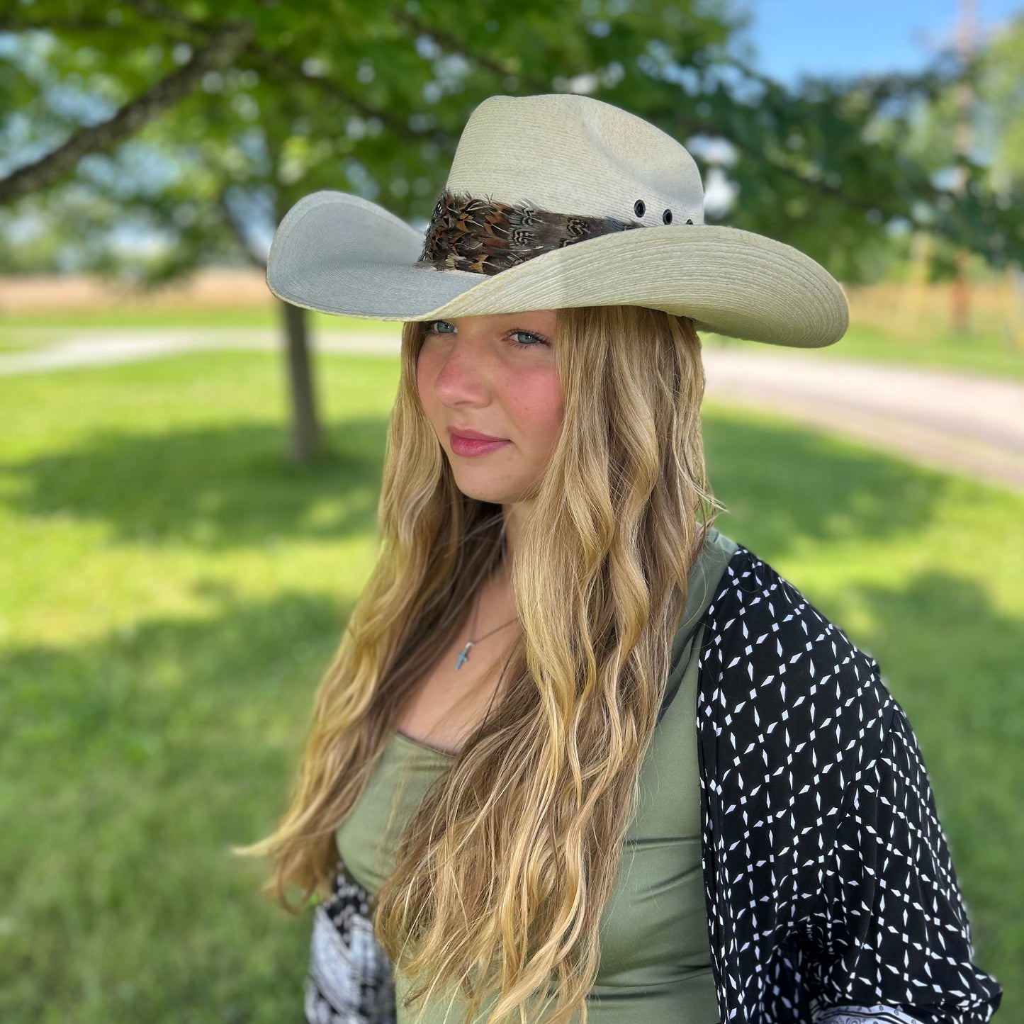 Natural Pheasant and Guinea Feather Hat Band