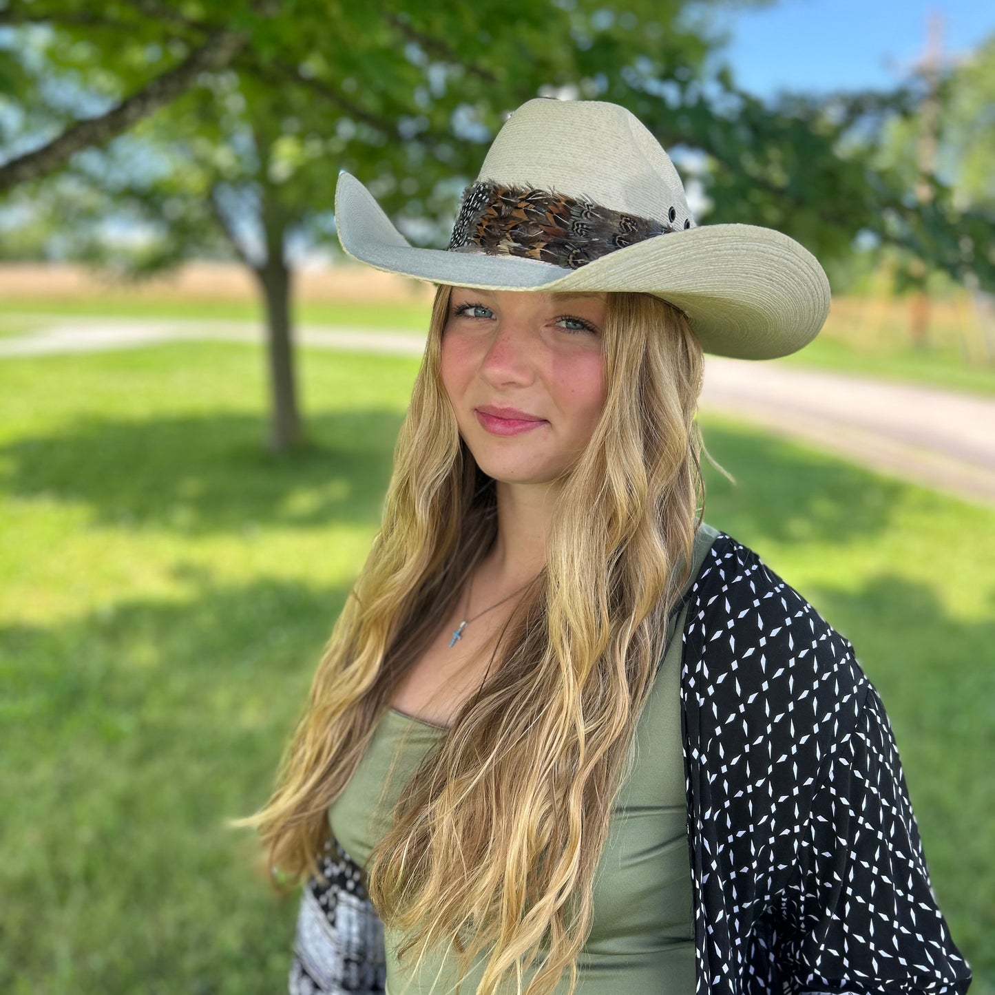 Natural Pheasant and Guinea Feather Hat Band