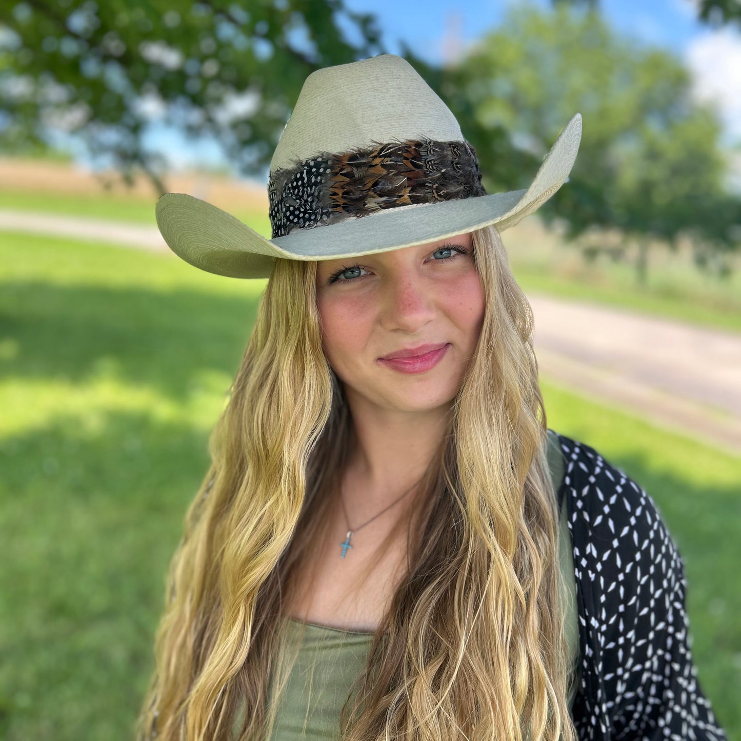 Natural Pheasant and Guinea Feather Hat Band