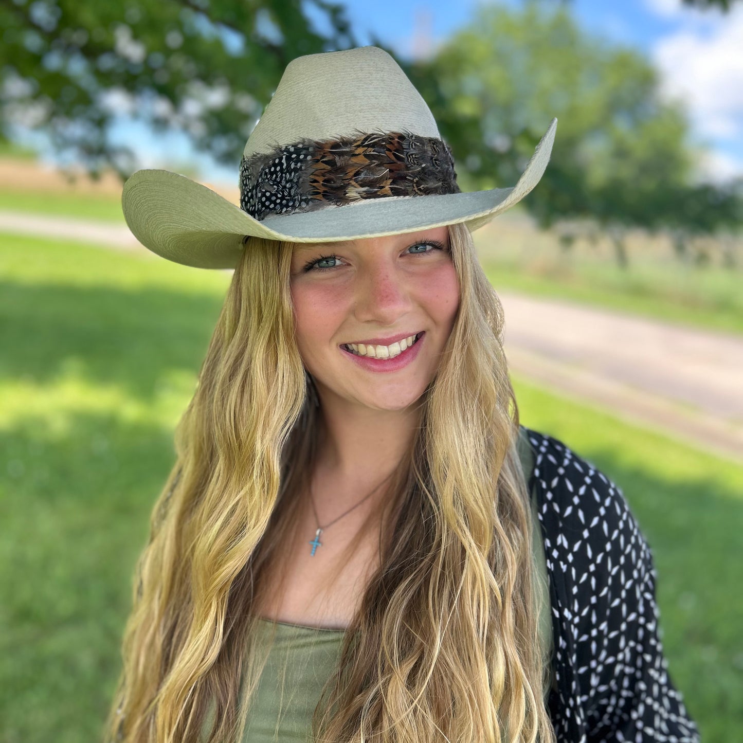 Natural Pheasant and Guinea Feather Hat Band