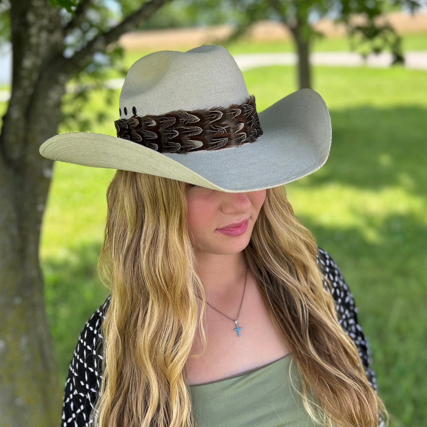 Natural Almond Pheasant Plumage Feather Hat Band