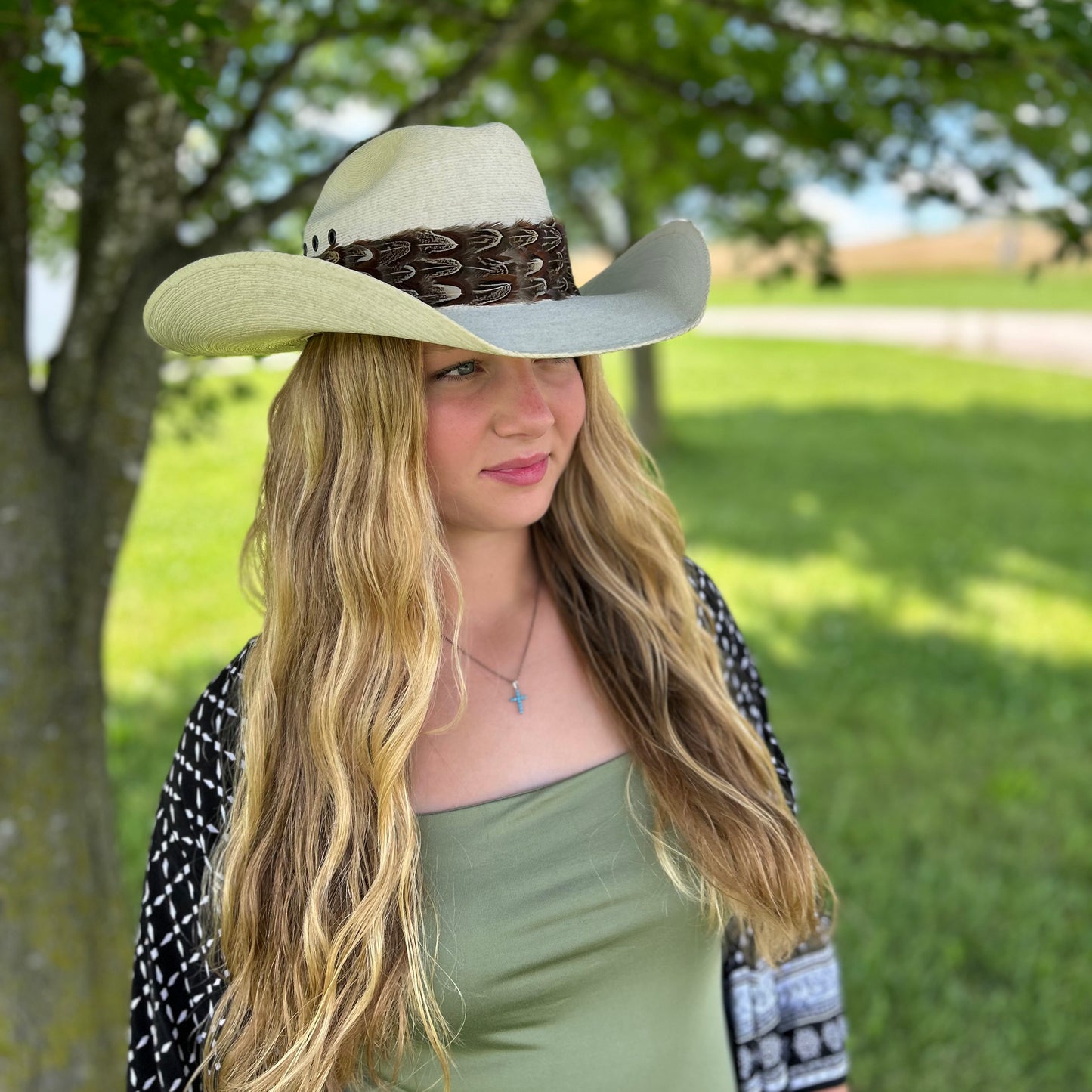 Natural Almond Pheasant Plumage Feather Hat Band