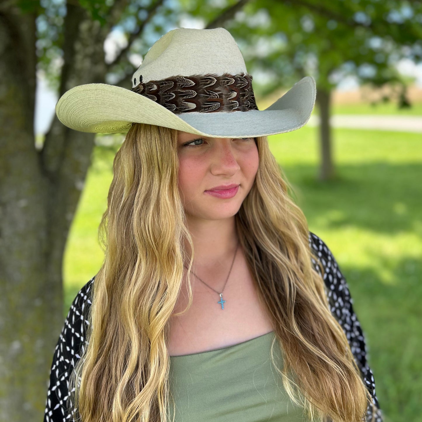 Natural Almond Pheasant Plumage Feather Hat Band