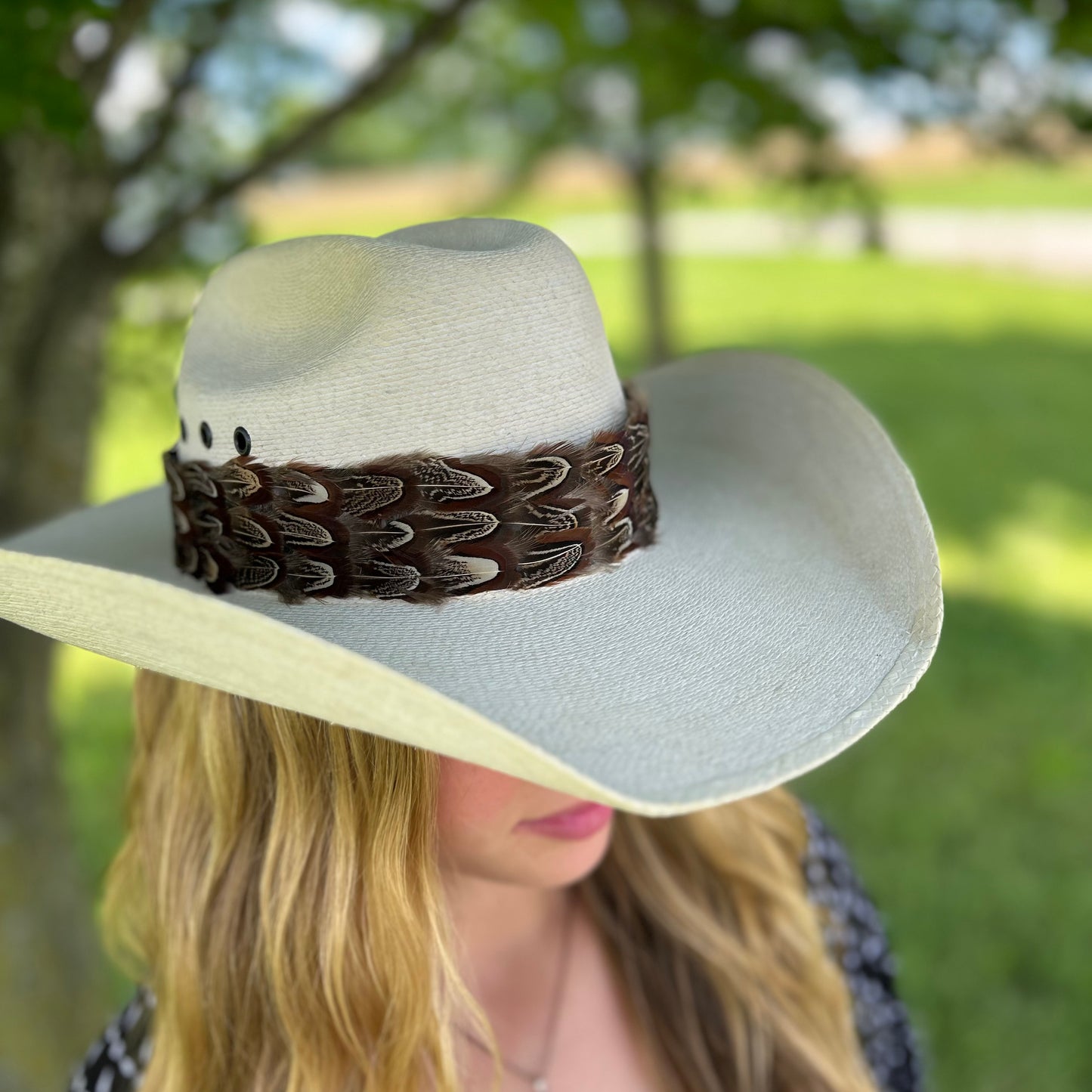 Natural Almond Pheasant Plumage Feather Hat Band