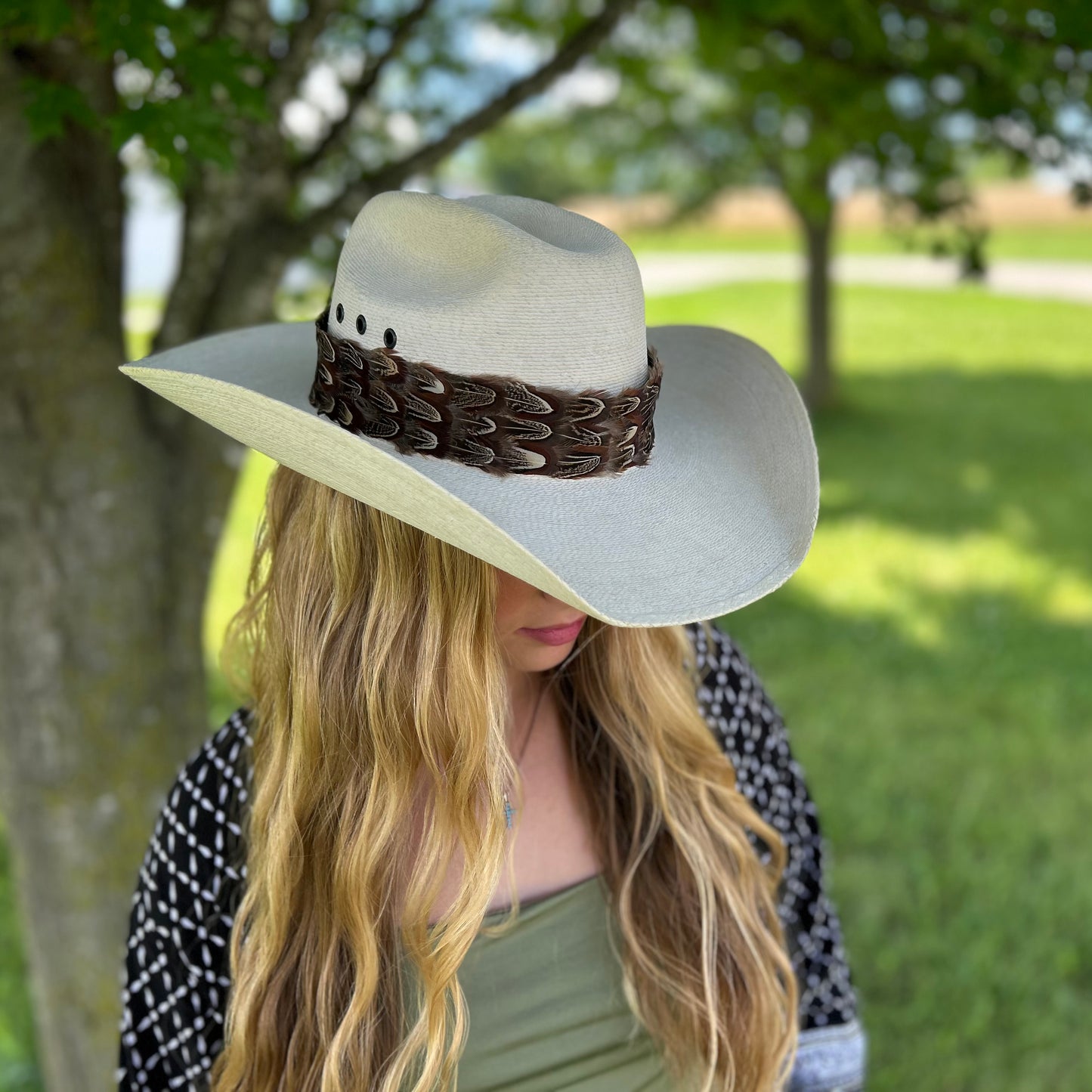 Natural Almond Pheasant Plumage Feather Hat Band