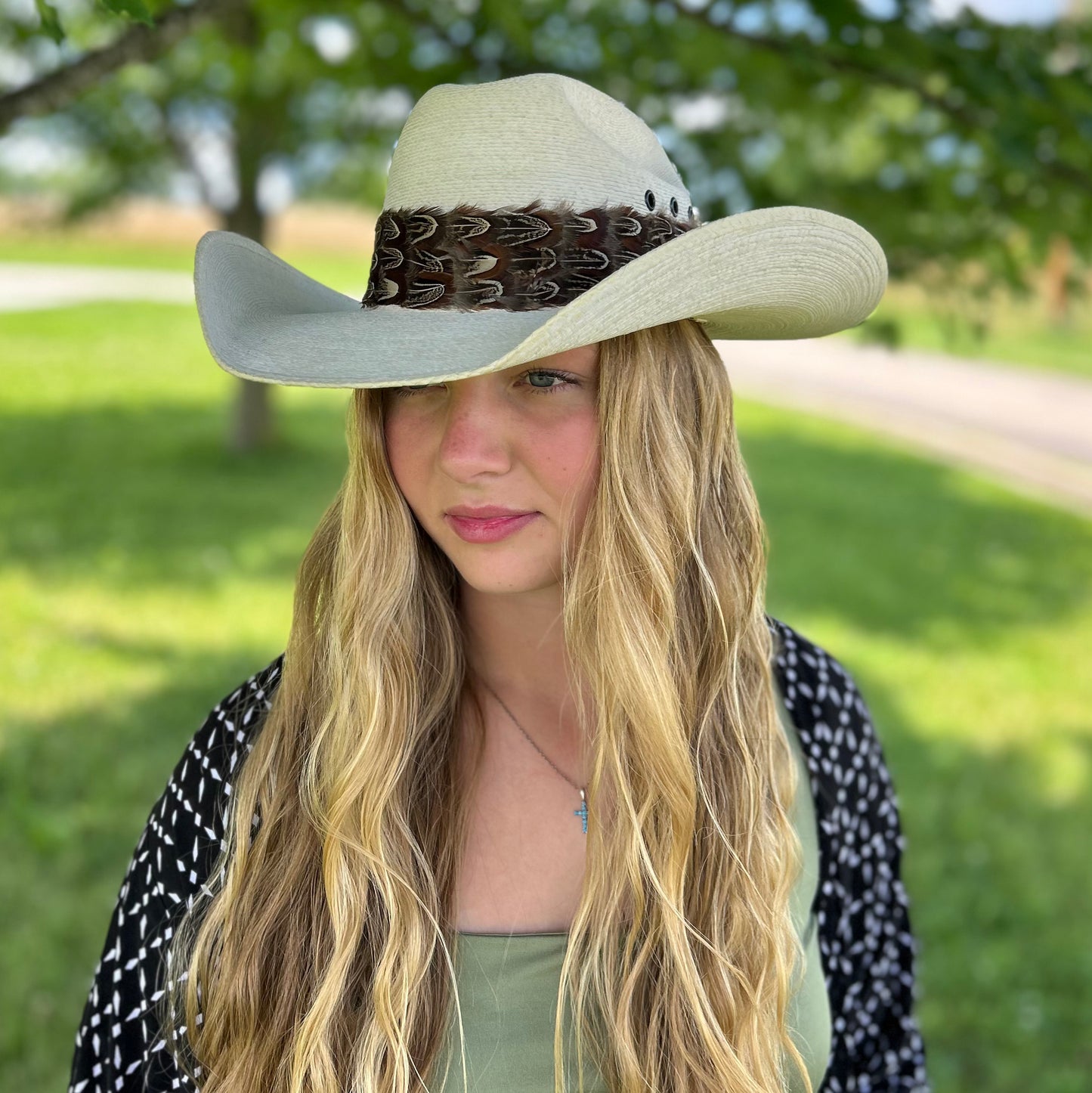 Natural Almond Pheasant Plumage Feather Hat Band