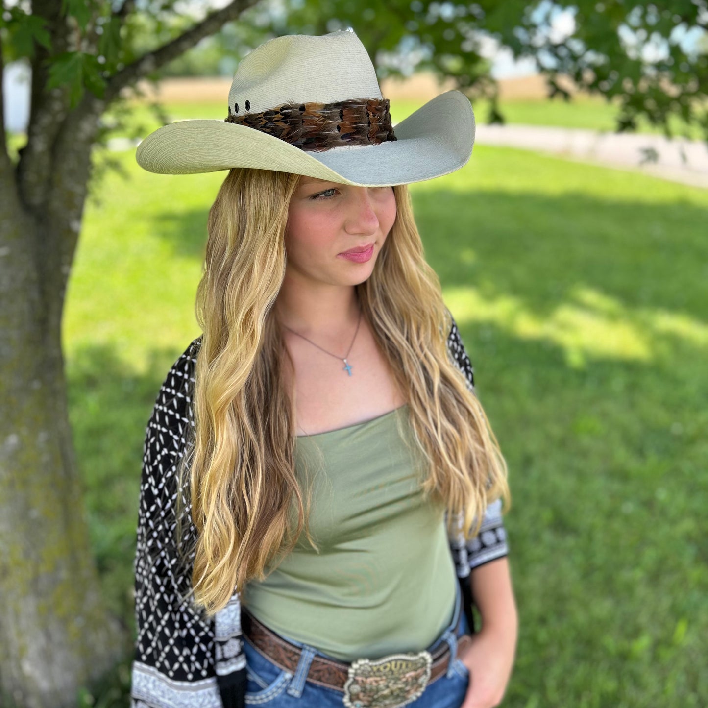 Natural Dark Heart and Ringneck Pheasant Feather Hat Band