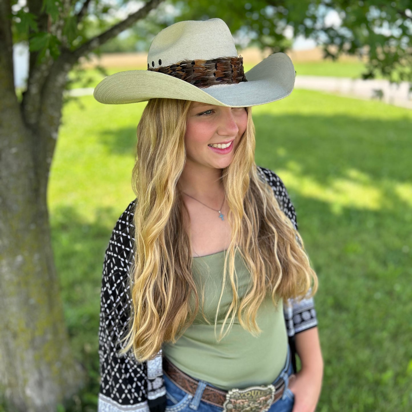 Natural Dark Heart and Ringneck Pheasant Feather Hat Band