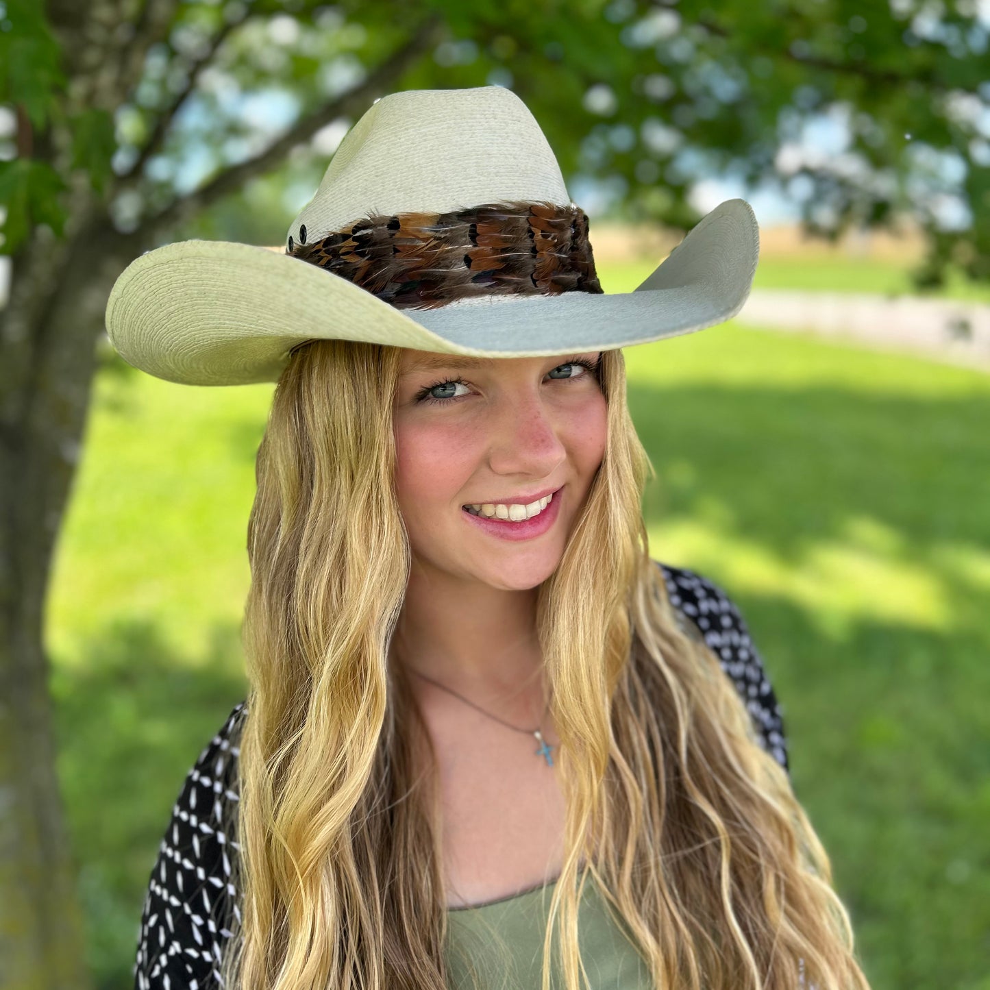 Natural Dark Heart and Ringneck Pheasant Feather Hat Band