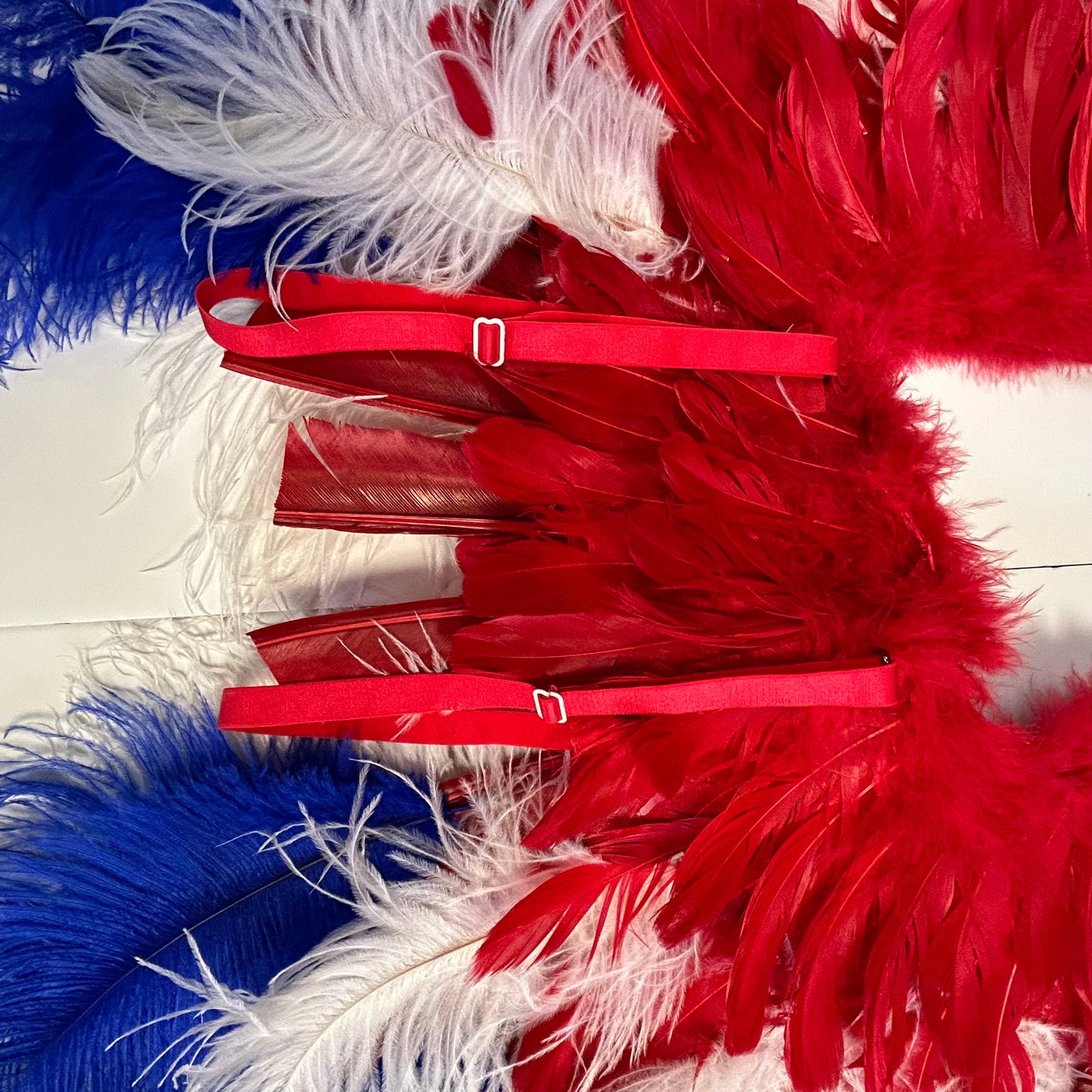Goose Turkey Feather Wings 25 x 50 inch --Red/White/Royal