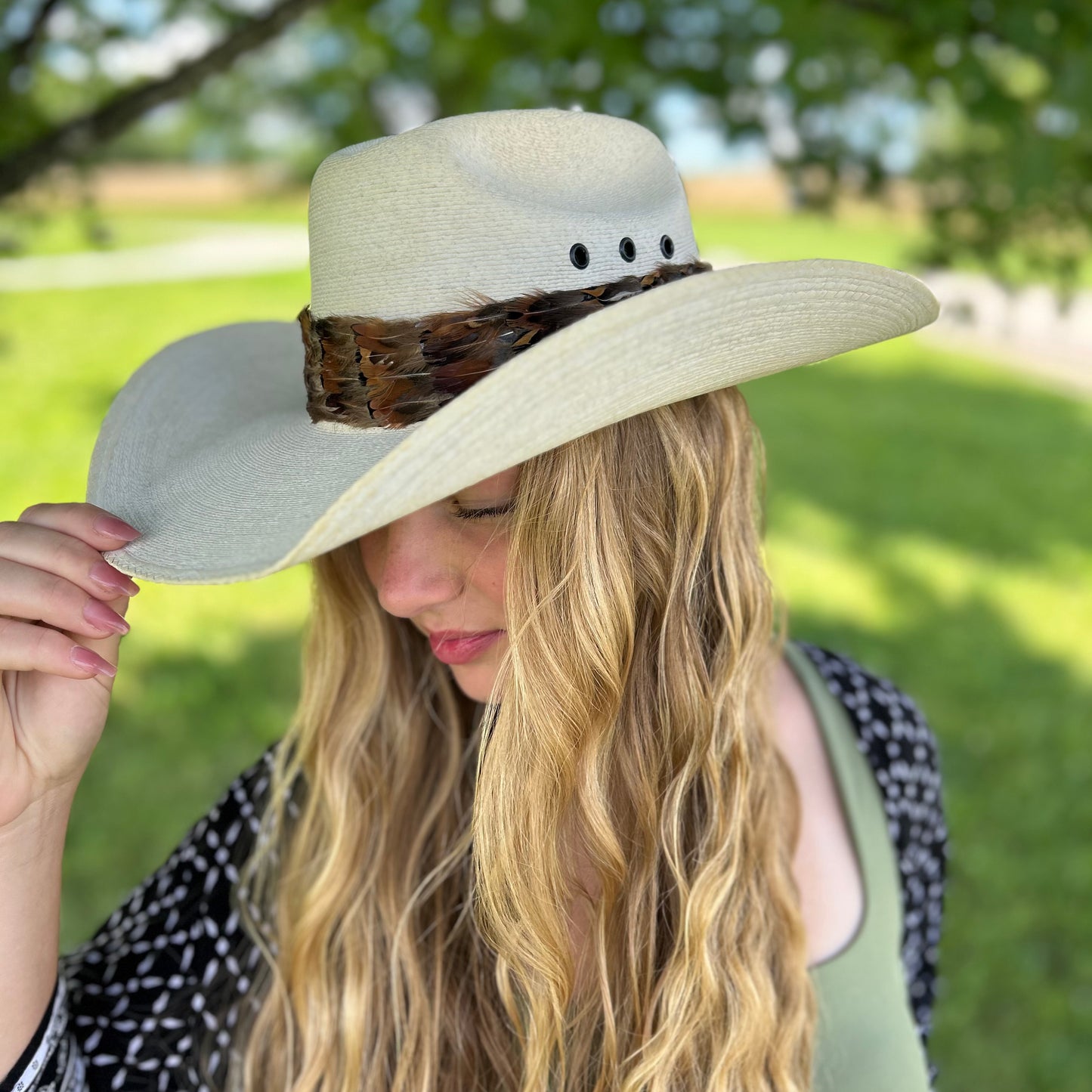 Natural Dark Heart and Ringneck Pheasant Feather Hat Band