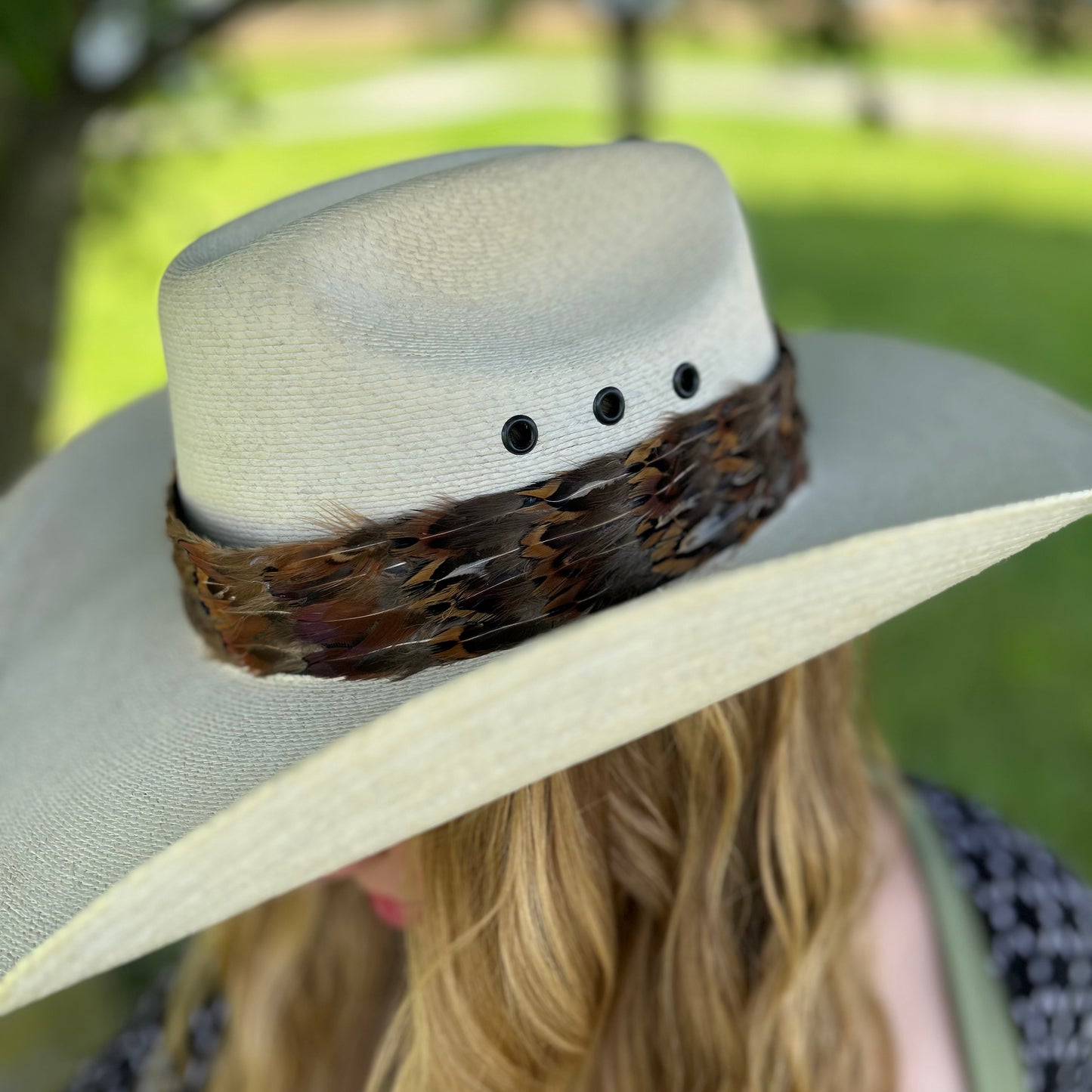 Natural Dark Heart and Ringneck Pheasant Feather Hat Band