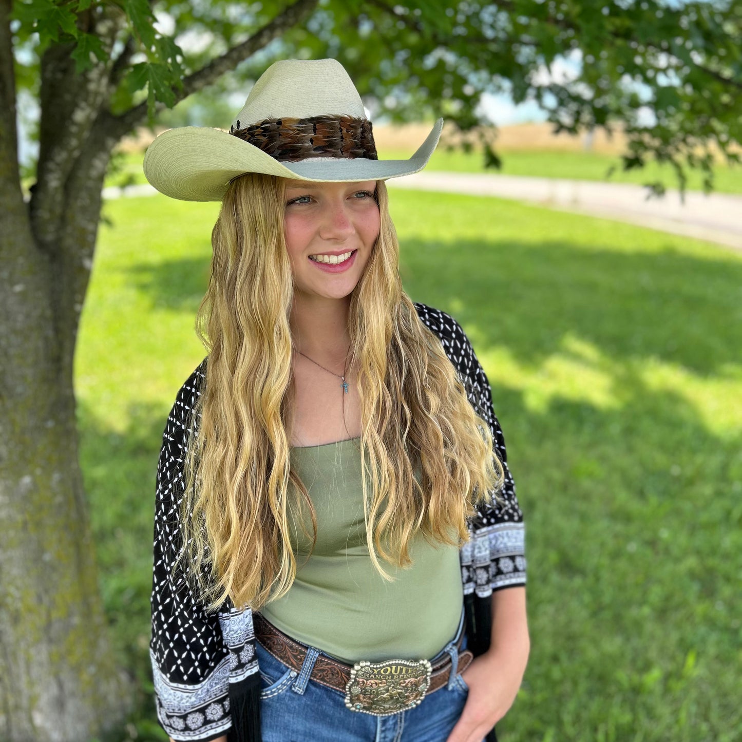Natural Dark Heart and Ringneck Pheasant Feather Hat Band