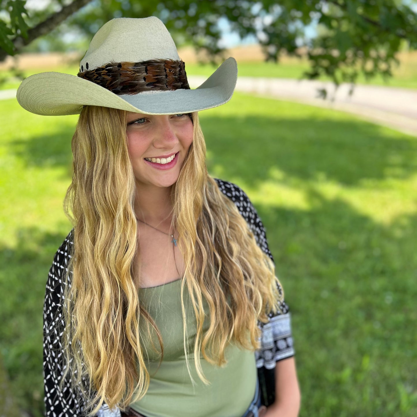 Natural Dark Heart and Ringneck Pheasant Feather Hat Band