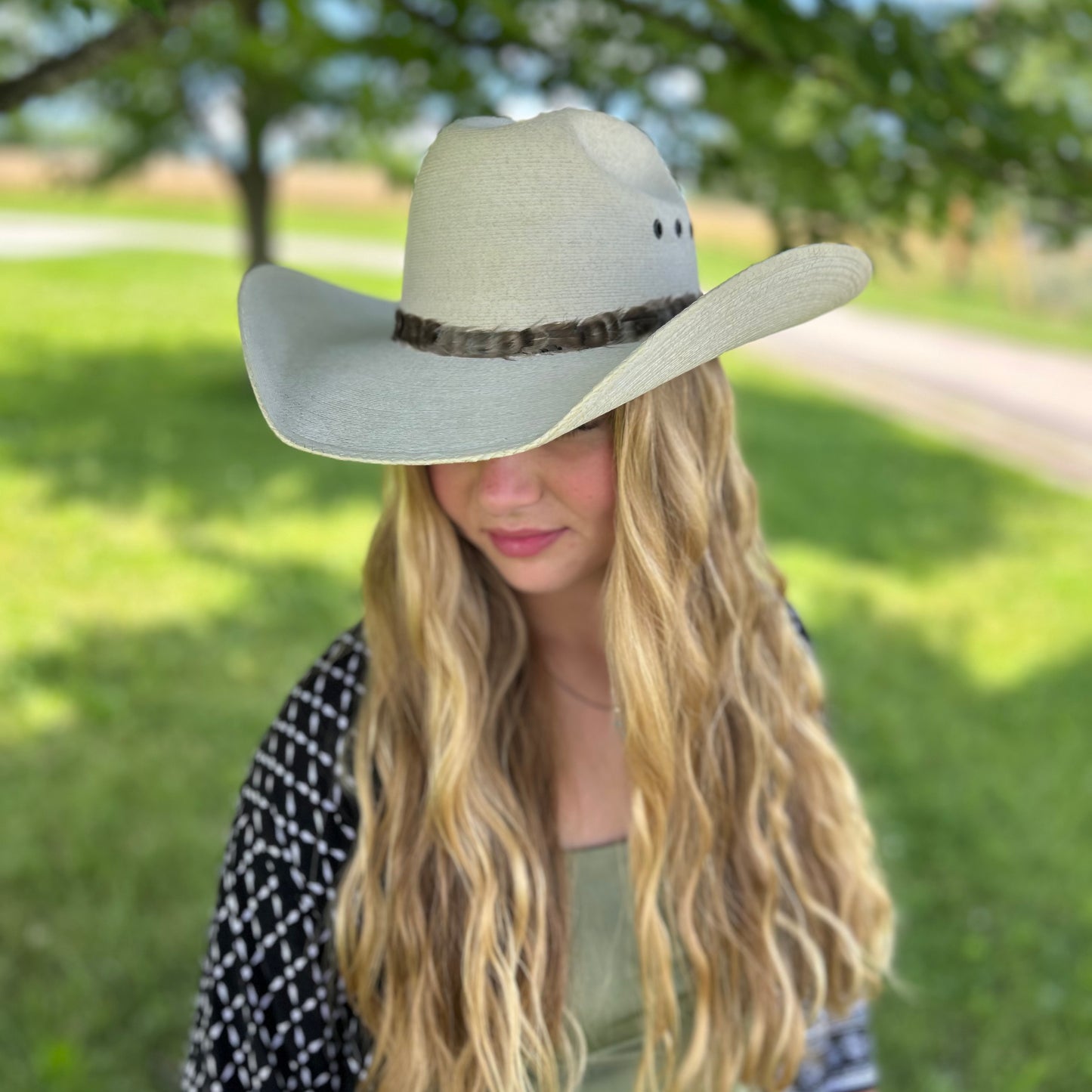 Natural Grey Chinchilla Rooster Feather Hat Band