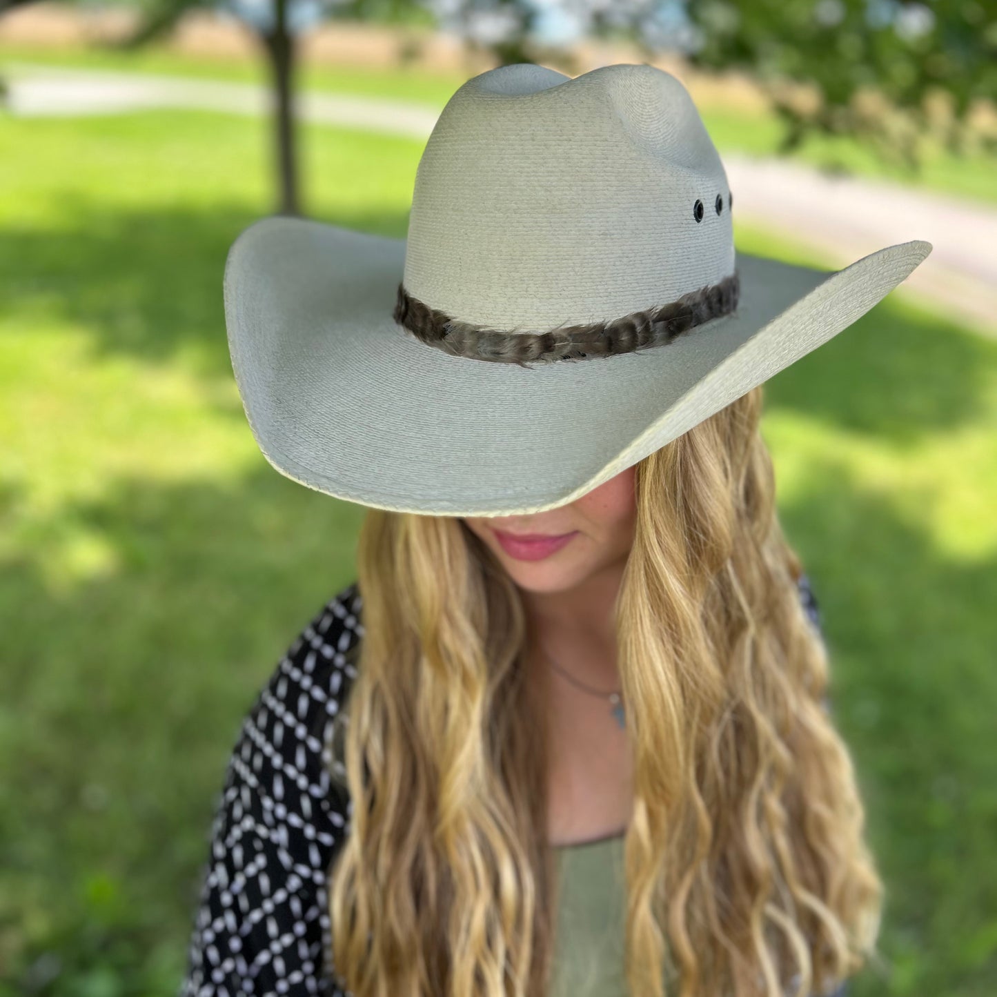 Natural Grey Chinchilla Rooster Feather Hat Band