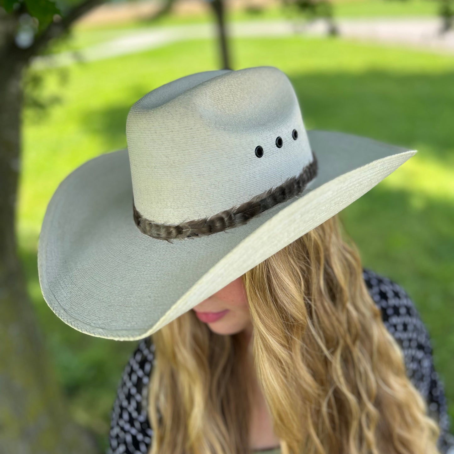 Natural Grey Chinchilla Rooster Feather Hat Band