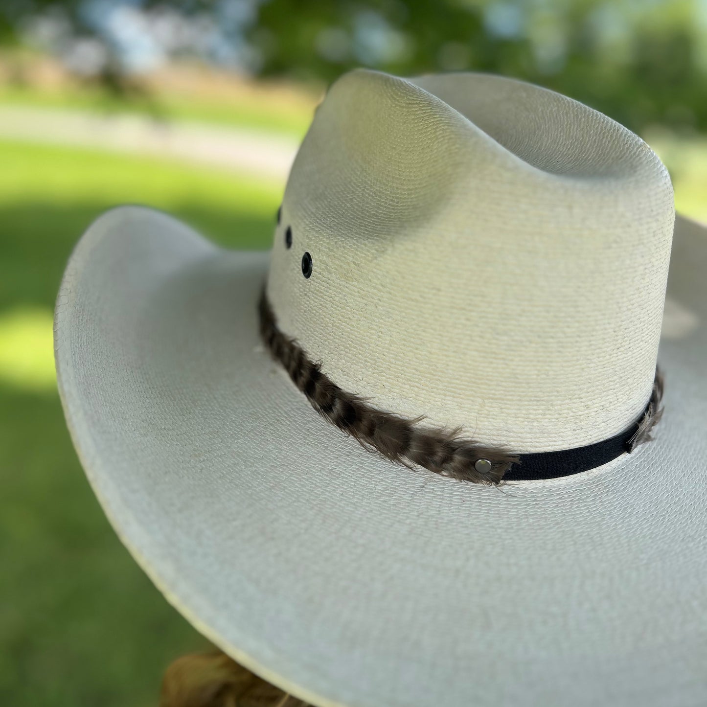 Natural Grey Chinchilla Rooster Feather Hat Band