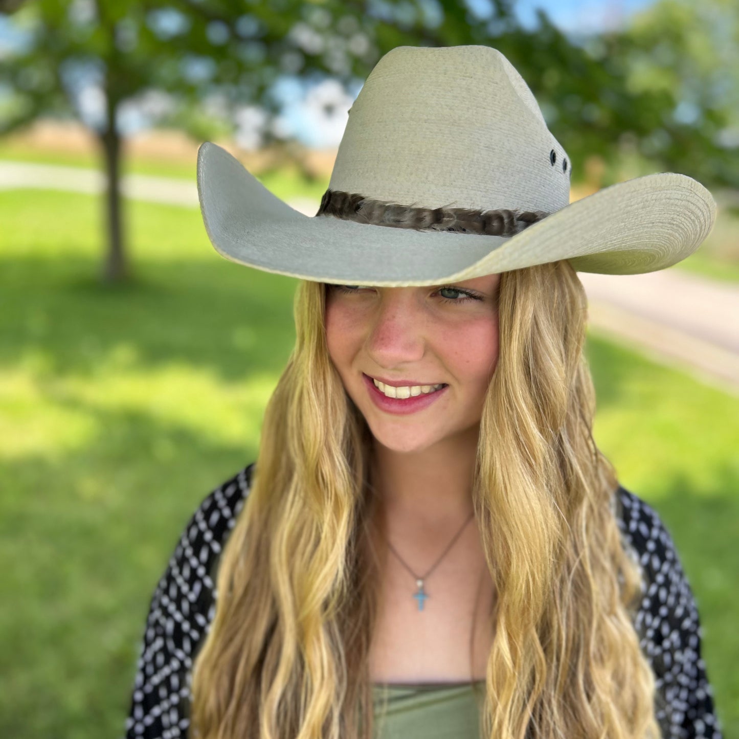 Natural Grey Chinchilla Rooster Feather Hat Band