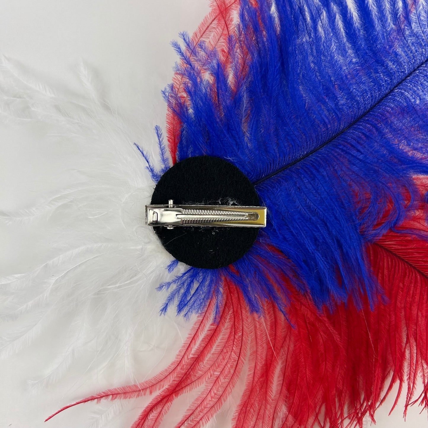 Ostrich Clip --Red/White/Royal