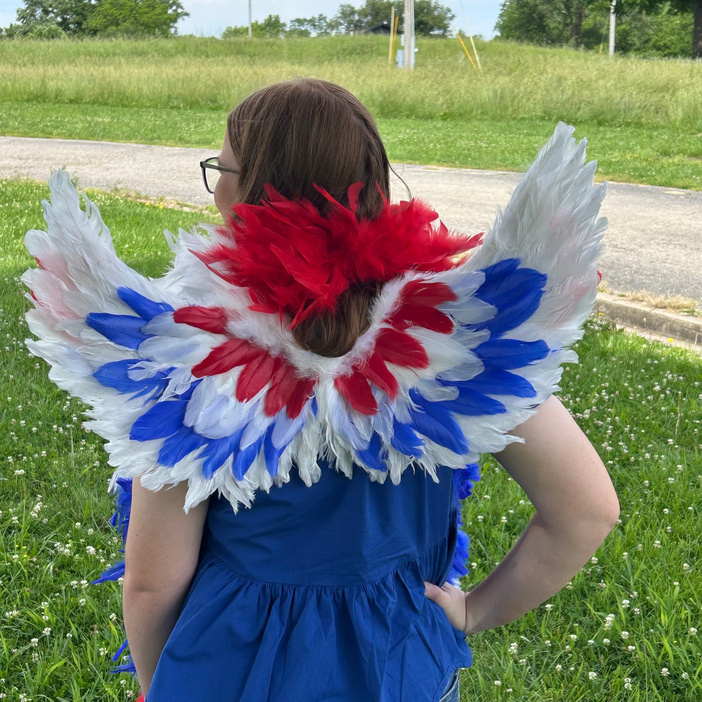 Cupid Angel Wings 25.5 x 13 inch --Red/White/Royal