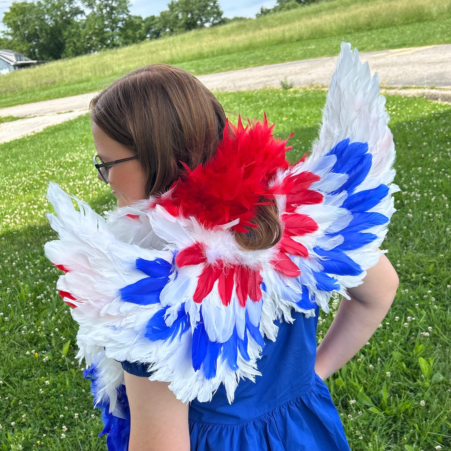 Cupid Angel Wings 25.5 x 13 inch --Red/White/Royal