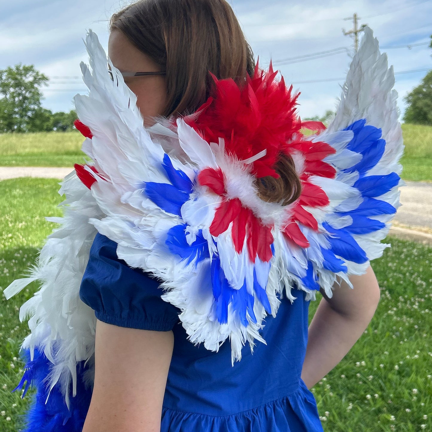 Cupid Angel Wings 25.5 x 13 inch --Red/White/Royal